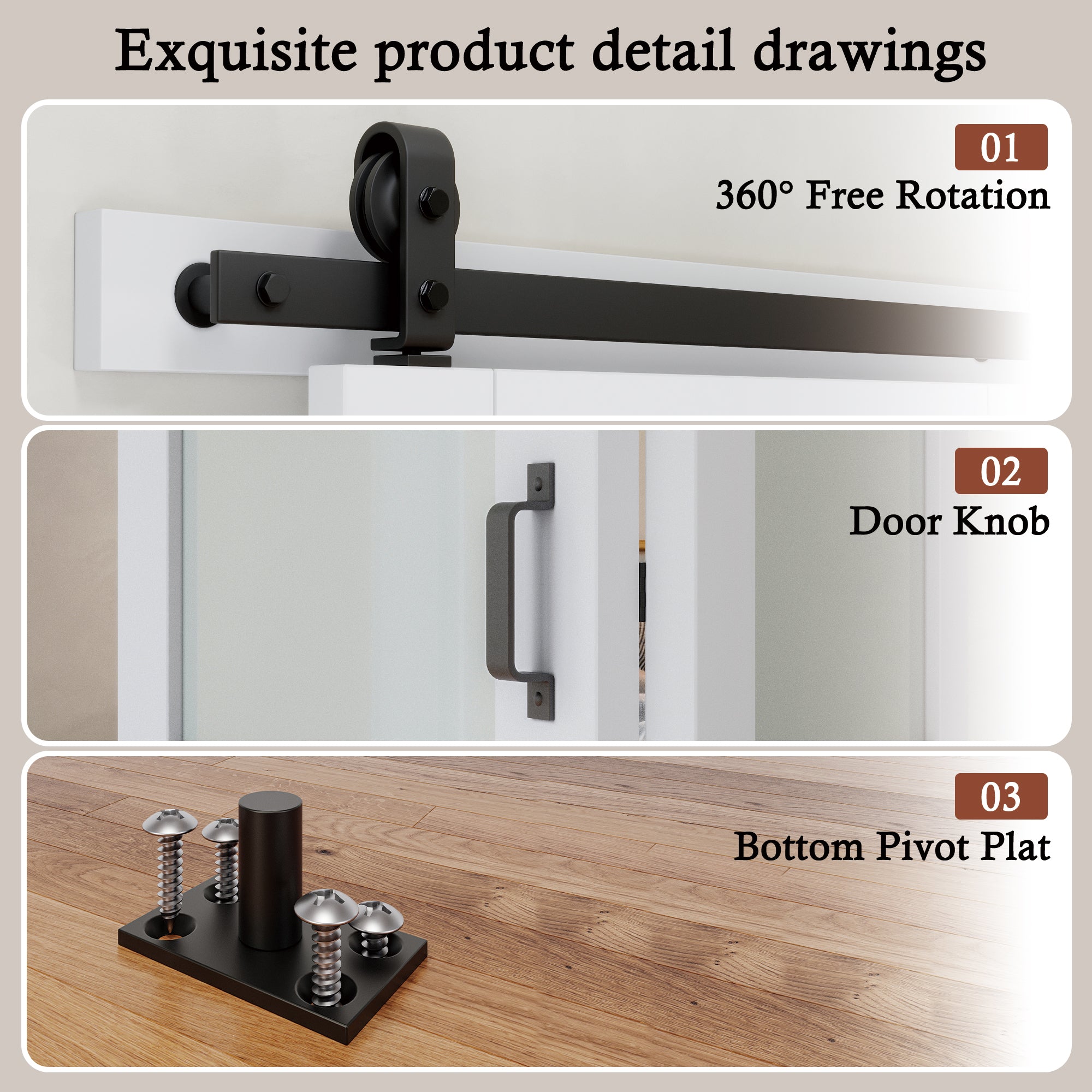[Paintable] 10-Lite Tempered Clear Glass Bifold Sliding Barn Door, Prefinished & Paintable Surface with Hardware Kit