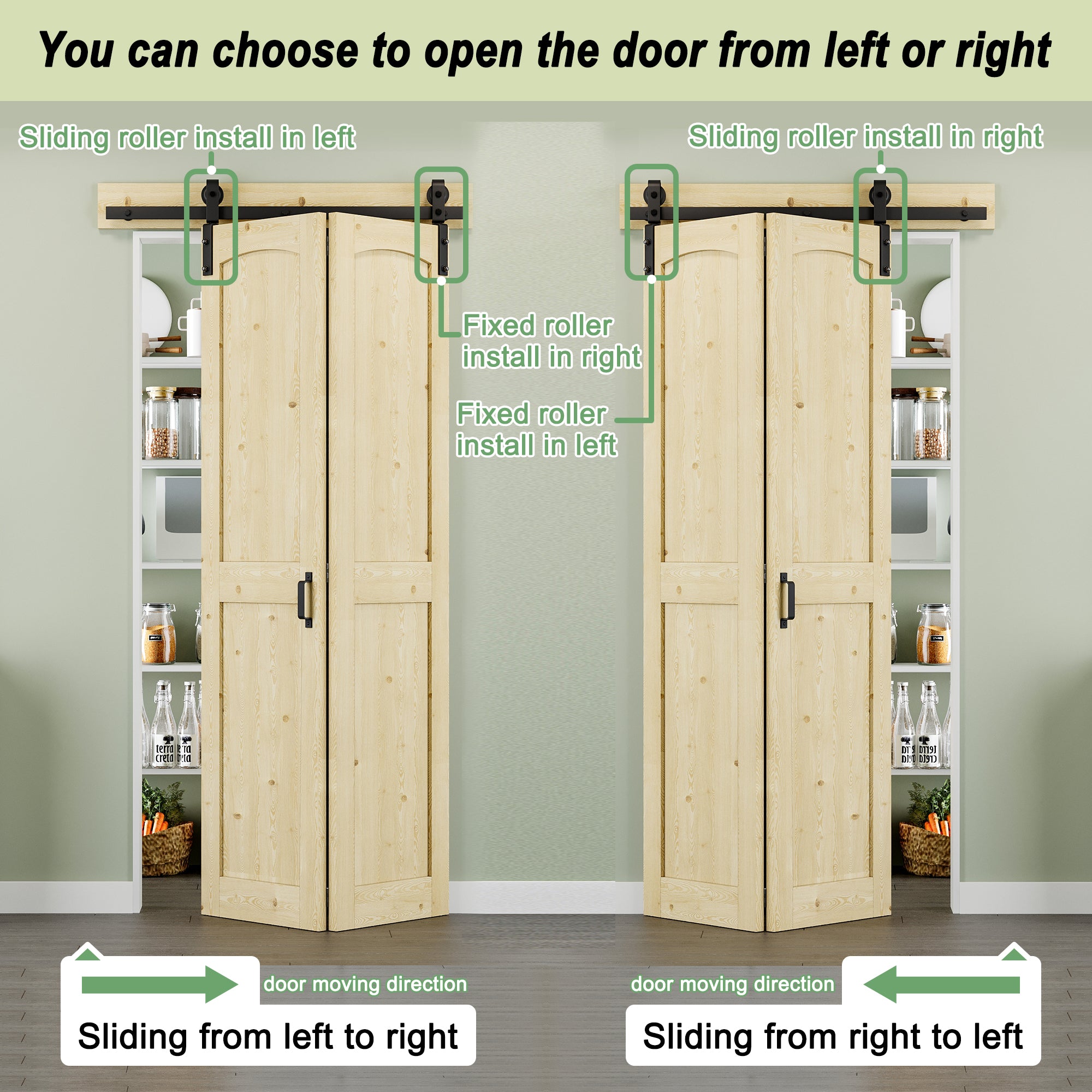[Paintable] H Panel Pine Wood Closet Bifold Barn Door with Hardware Kit & Handle, Solid Core Pine Wood & Unfinished & Paintable Surface
