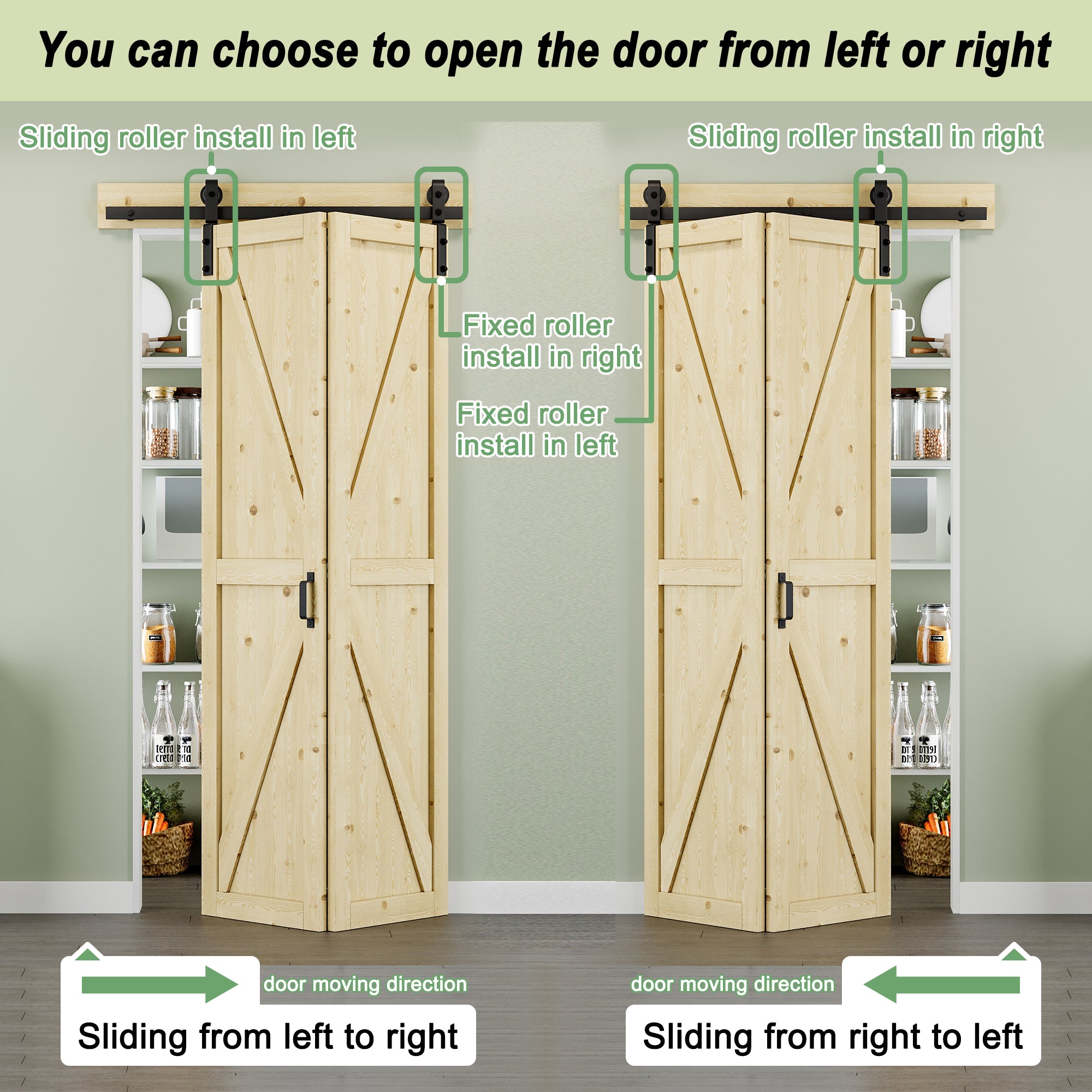 [Paintable] K Panel Pine Wood Closet Bifold Barn Door with Hardware Kit & Handle, Solid Core Pine Wood & Unfinished & Paintable Surface