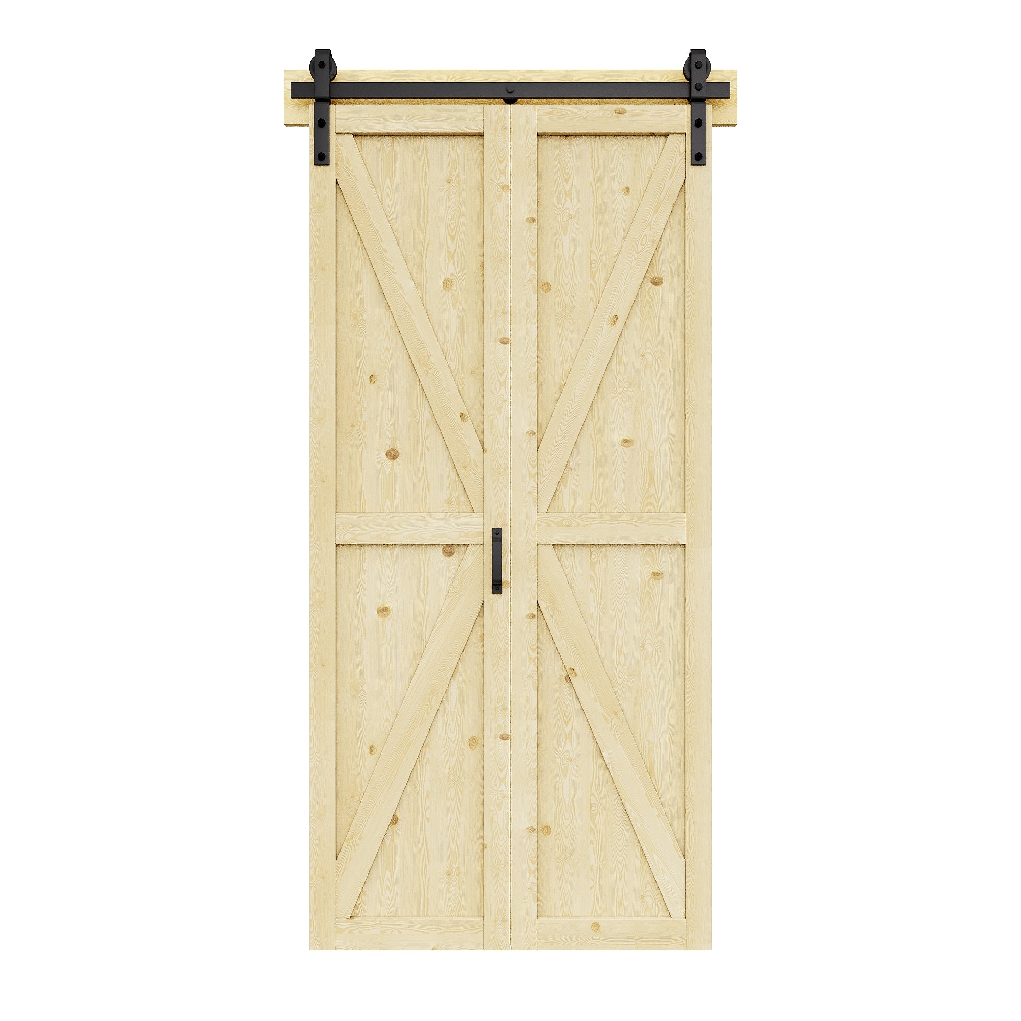 [Paintable] K Panel Pine Wood Closet Bifold Barn Door with Hardware Kit & Handle, Solid Core Pine Wood & Unfinished & Paintable Surface