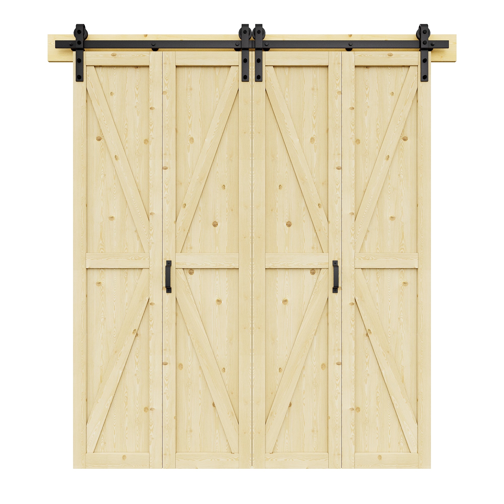 [Paintable] K Panel Pine Wood Closet Bifold Barn Door with Hardware Kit & Handle, Solid Core Pine Wood & Unfinished & Paintable Surface