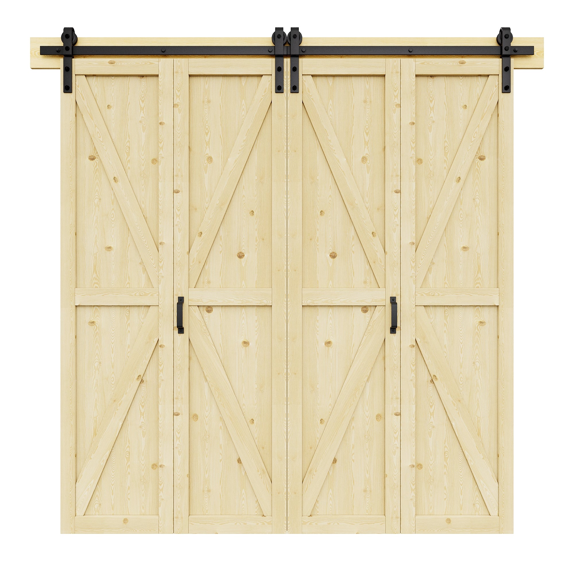 [Paintable] K Panel Pine Wood Closet Bifold Barn Door with Hardware Kit & Handle, Solid Core Pine Wood & Unfinished & Paintable Surface