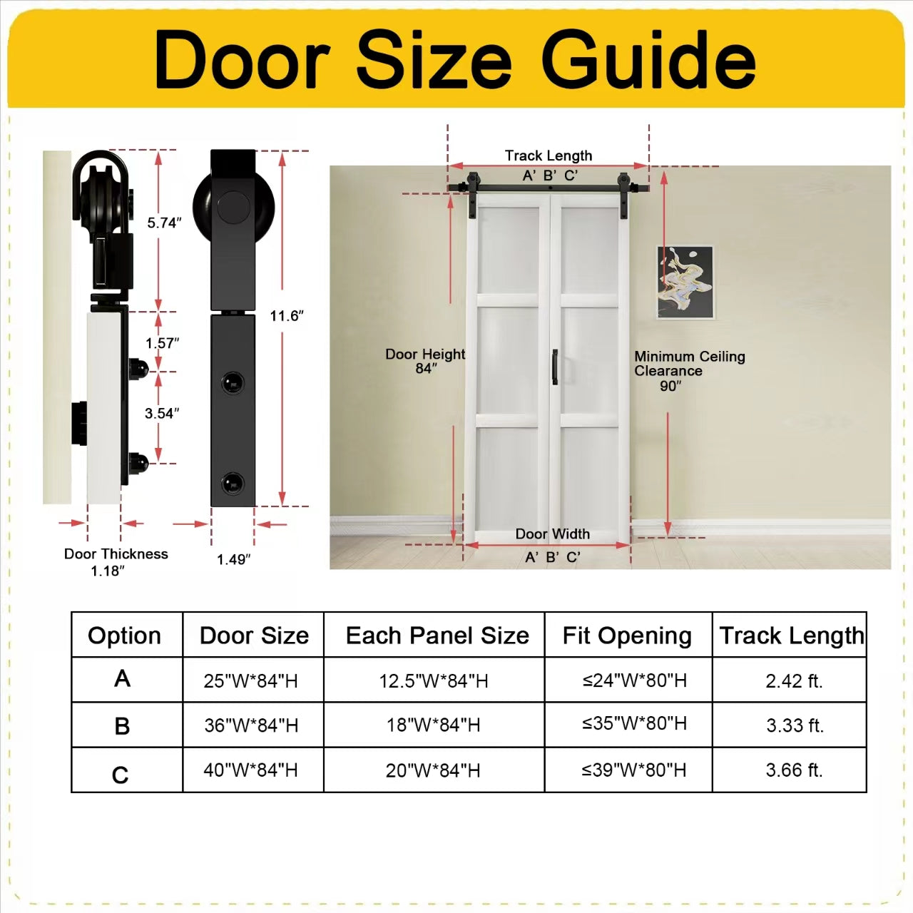 Ark Design Bifold Barn Door Size Guide