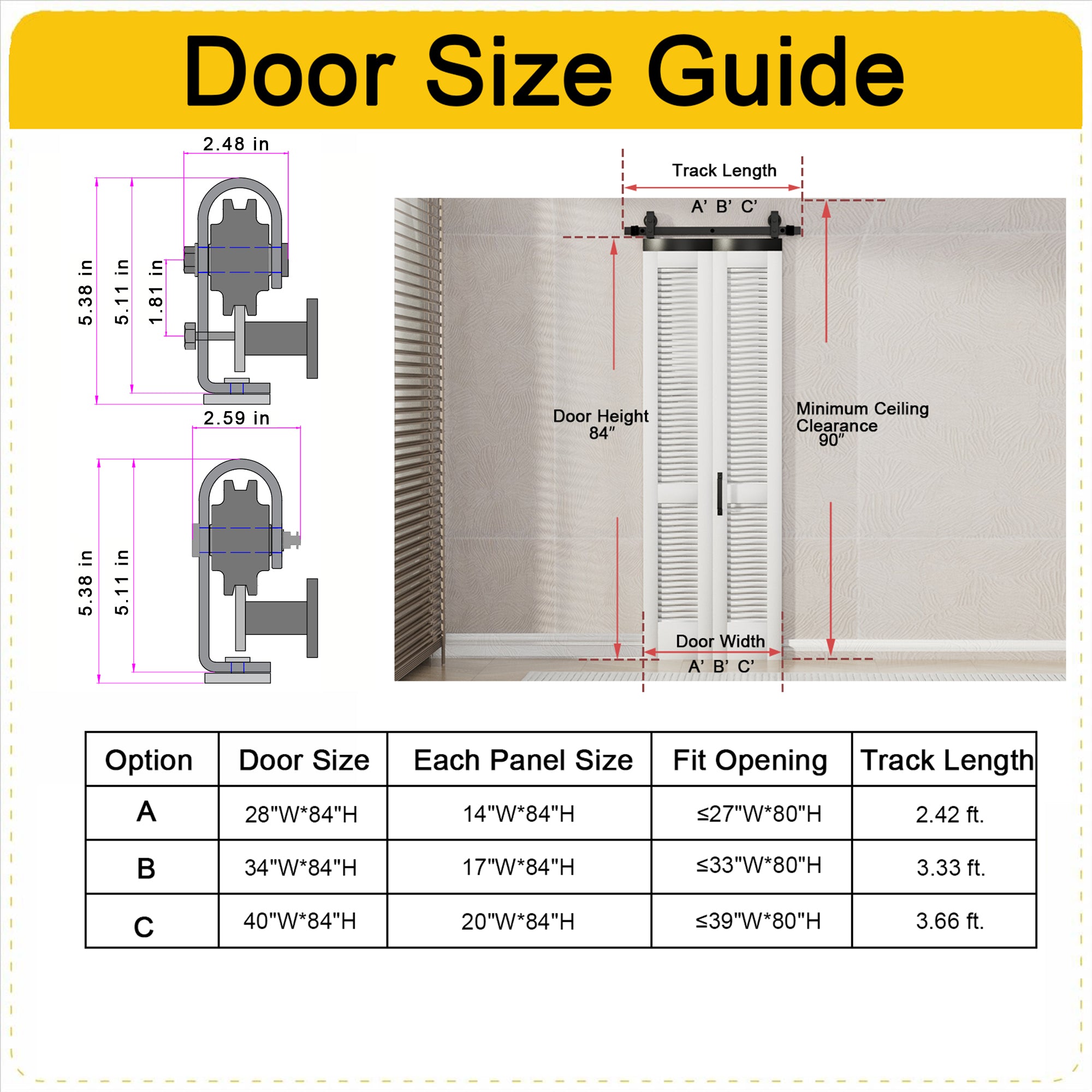 Ark Design Bifold Barn Door Size Guide_28+34+40
