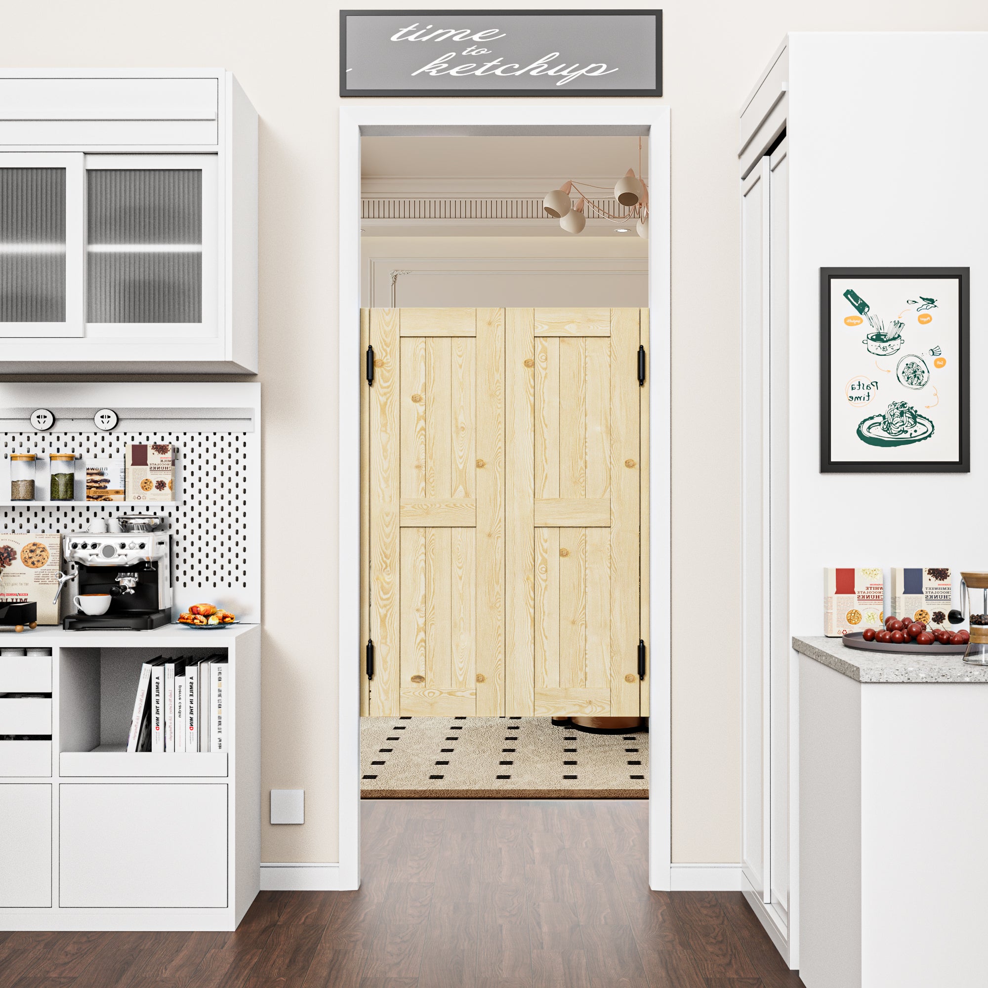 Cafe Door Double H Panel Unfinished Indoor Vacant Doorway Pine Wood Swinging Saloon Door With Hardware