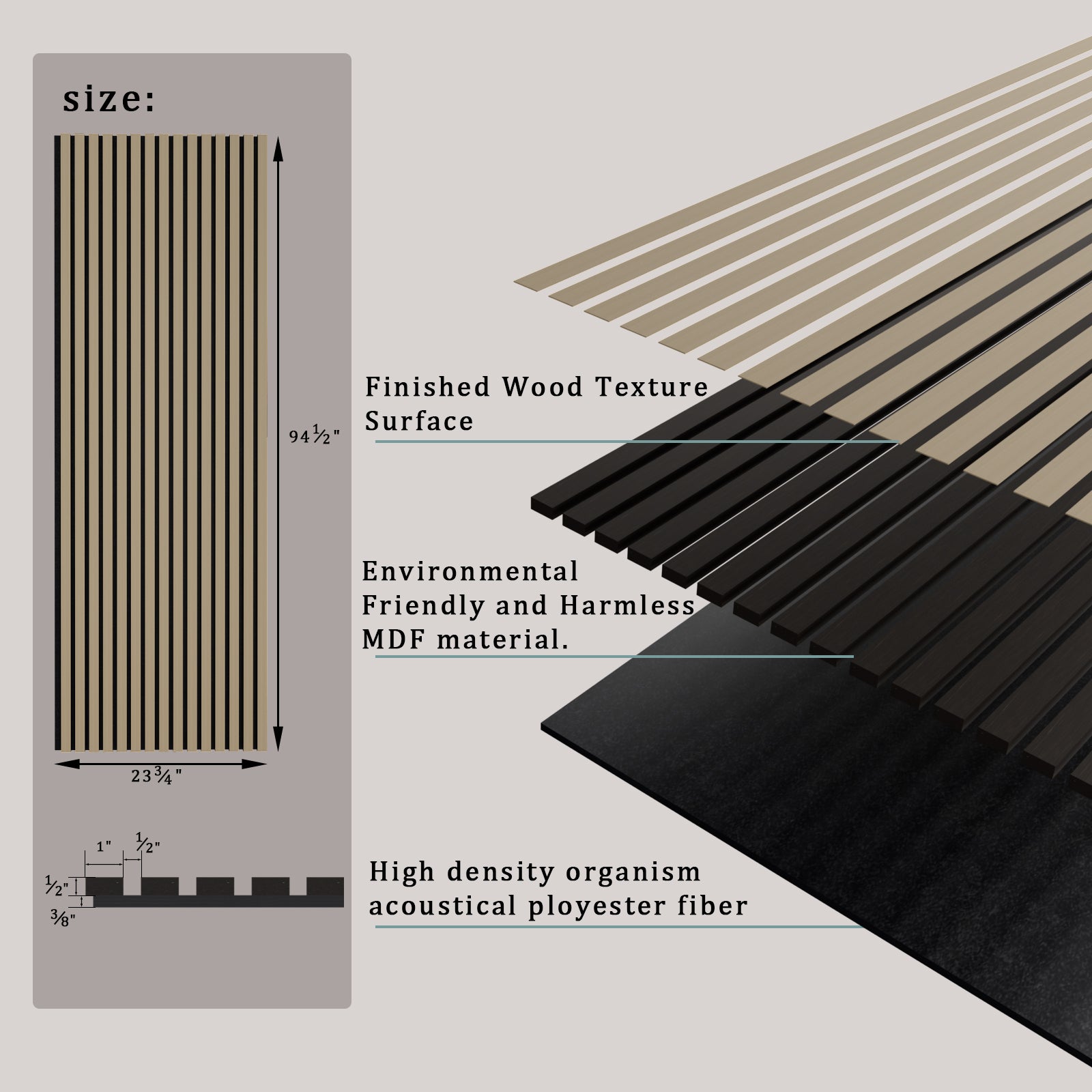 Ark Design Decorative Acoustic Wall Panels Oak Brown Style, MDF (2-Pieces/31.17 sq.ft.)