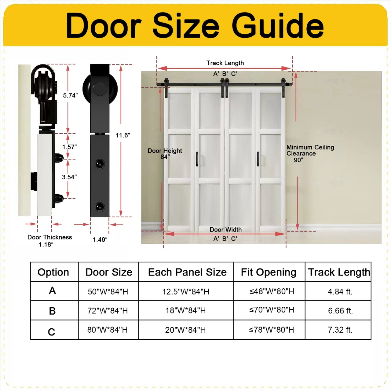 Ark Design Double Bifold Barn Door Size Guide