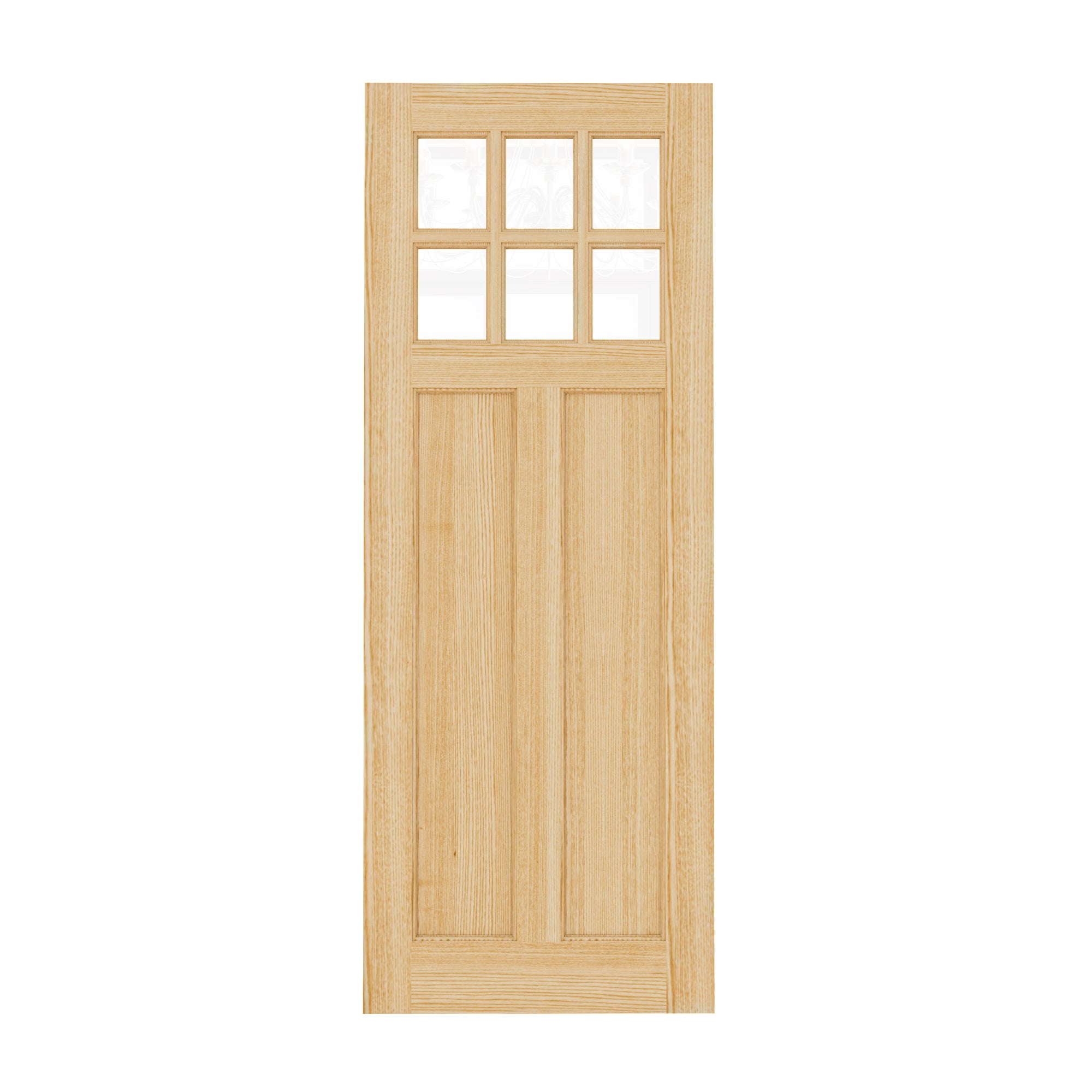 Ark Design Universal/Reversible 6-Lite Clear Glass and 2-Panel Unfinished Pine Wood Front Door Slab