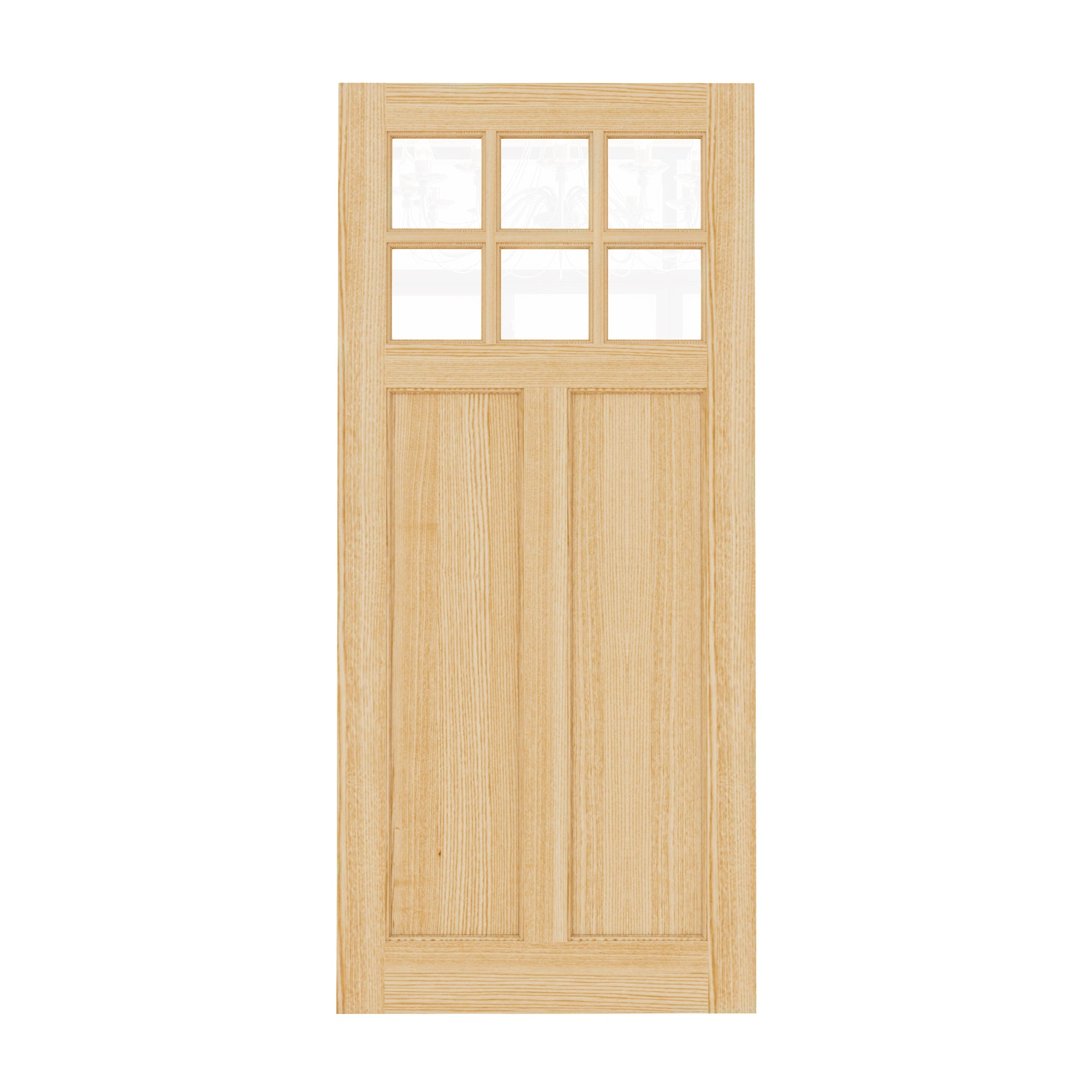 Ark Design Universal/Reversible 6-Lite Clear Glass and 2-Panel Unfinished Pine Wood Front Door Slab