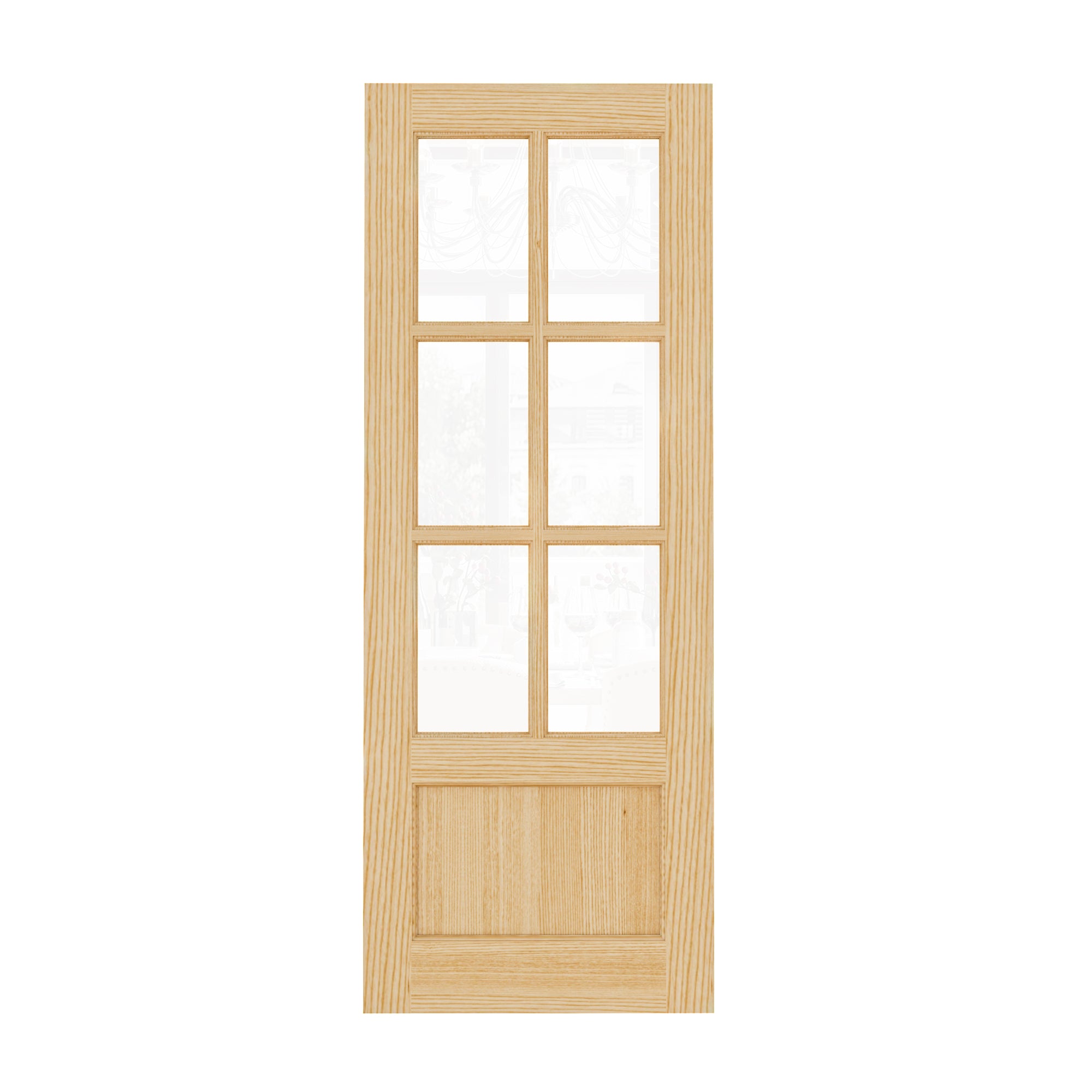 Ark Design Universal/Reversible 6-Lite Clear Glass and 1-Panel Unfinished Pine Wood Front Door Slab