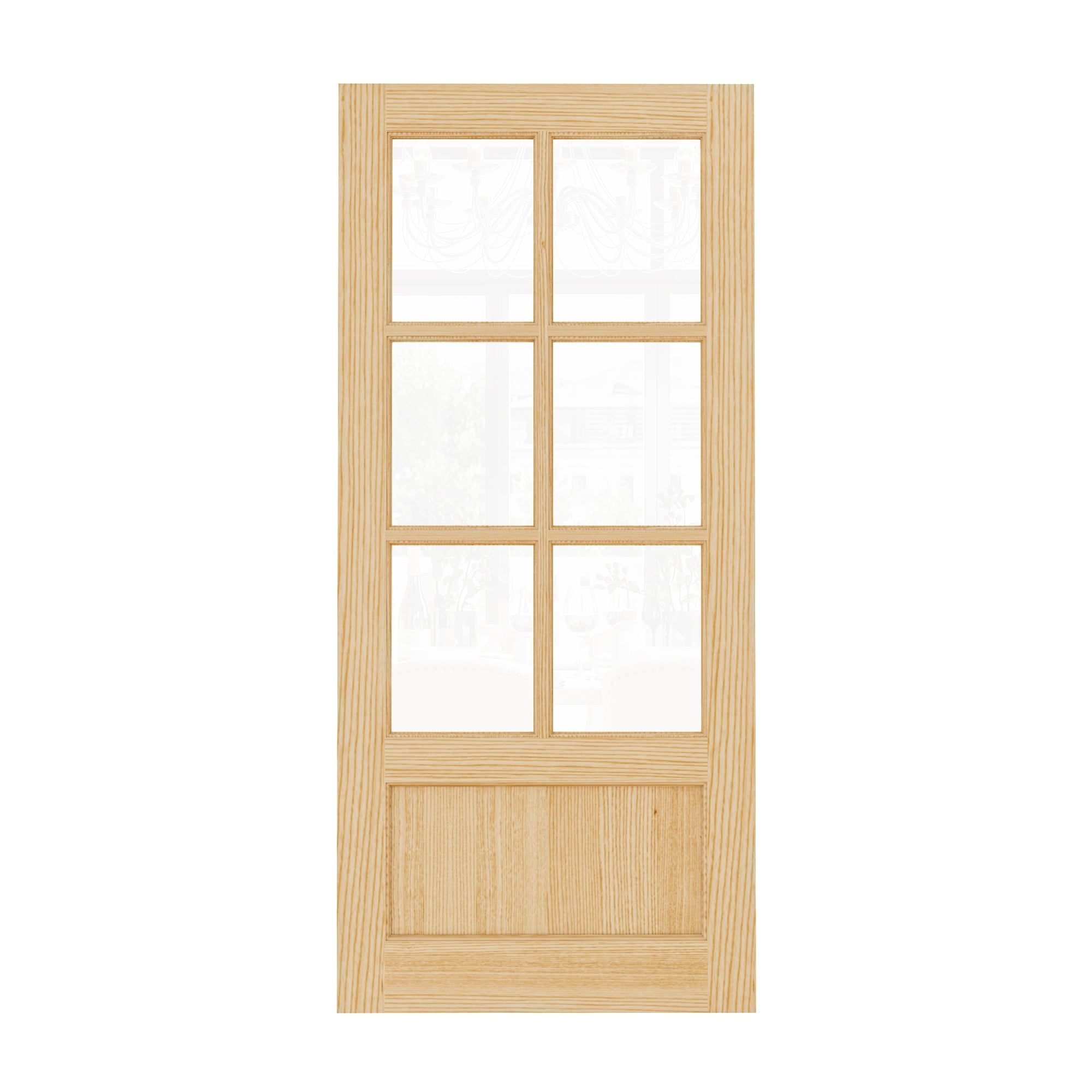 Ark Design Universal/Reversible 6-Lite Clear Glass and 1-Panel Unfinished Pine Wood Front Door Slab