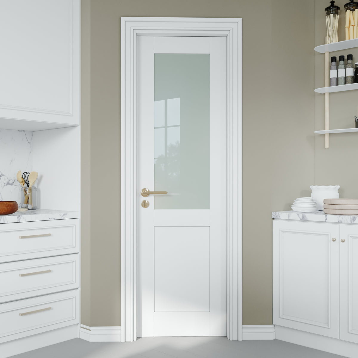 Ark Design Half Lite Frosted Glass Door Slab with/without Prehung Kit,