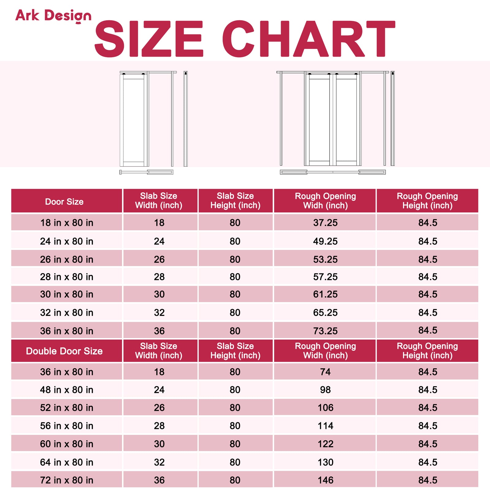 Ark Design Panel Pocket Door with Hardware Kit & Frame, Solid Core Wood ...