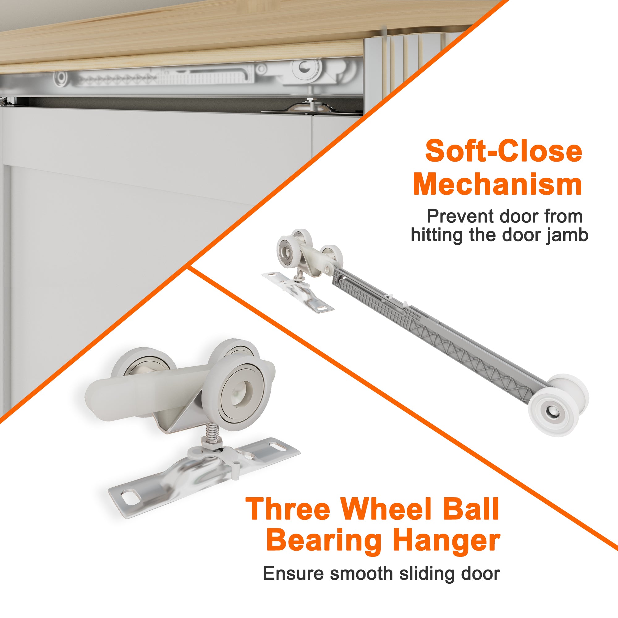 Pocket Door Soft Close (2 sets for 48-72 inch Door)