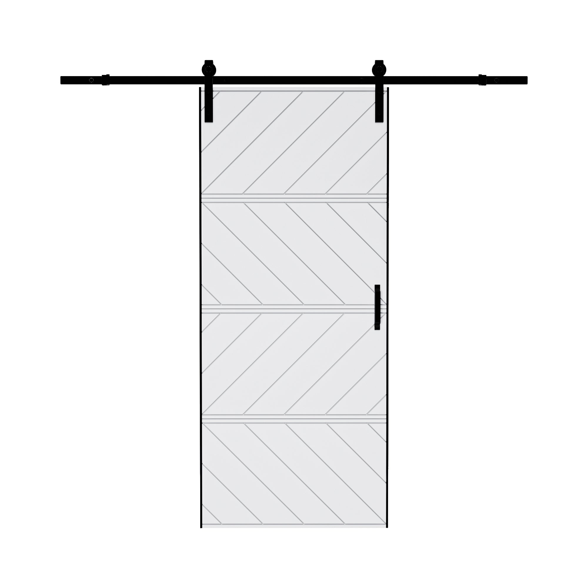 Ark Design Sliding Barn Door, Aluminum Frame, 4 Waves Style, Solid Core MDF Wood & PVC Covered Finished, with Hardware Kit & Handle & Floor Guide, White