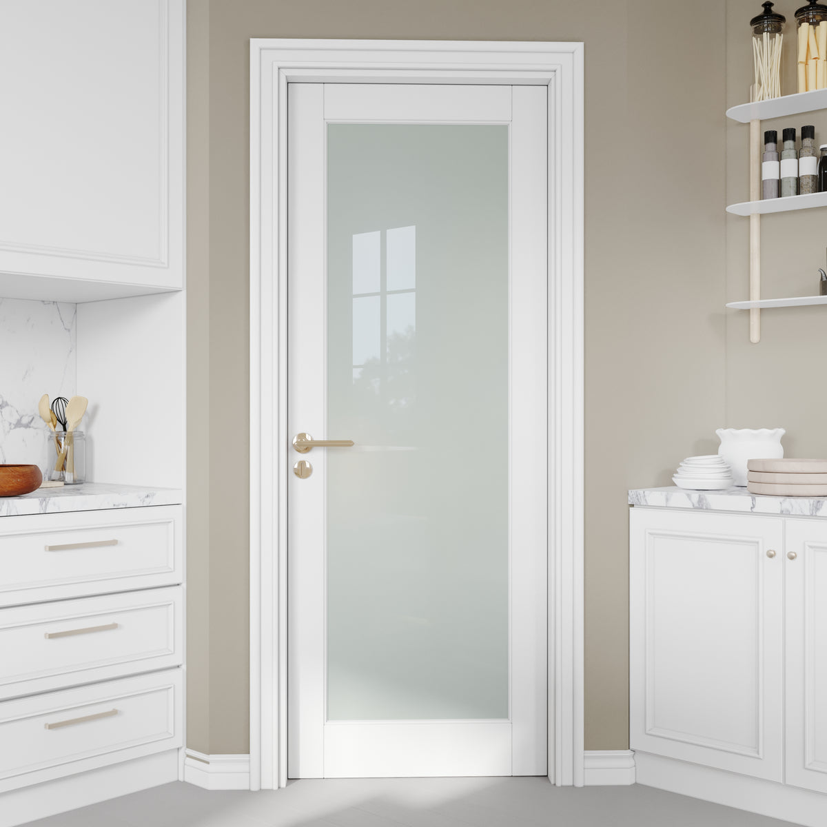 Ark Design Frosted Glass Door Slab with/without Prehung Kit, White