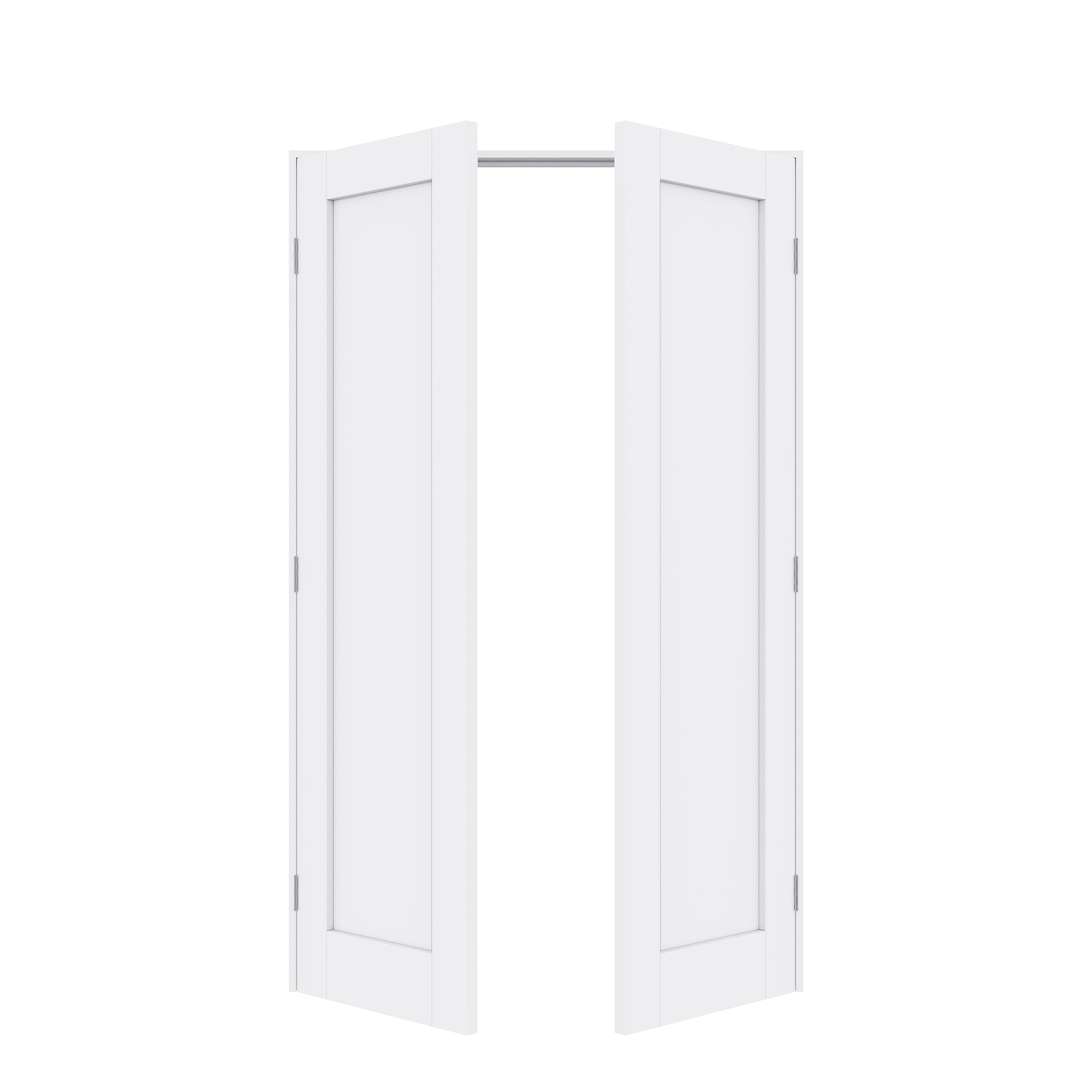 [Silver Hardware Prehung French Door Collection] 1-Lite Panel French Door with Sliver Hardware Kit & Ready-to-Assemble Jamb, Solid Core MDF Wood, White