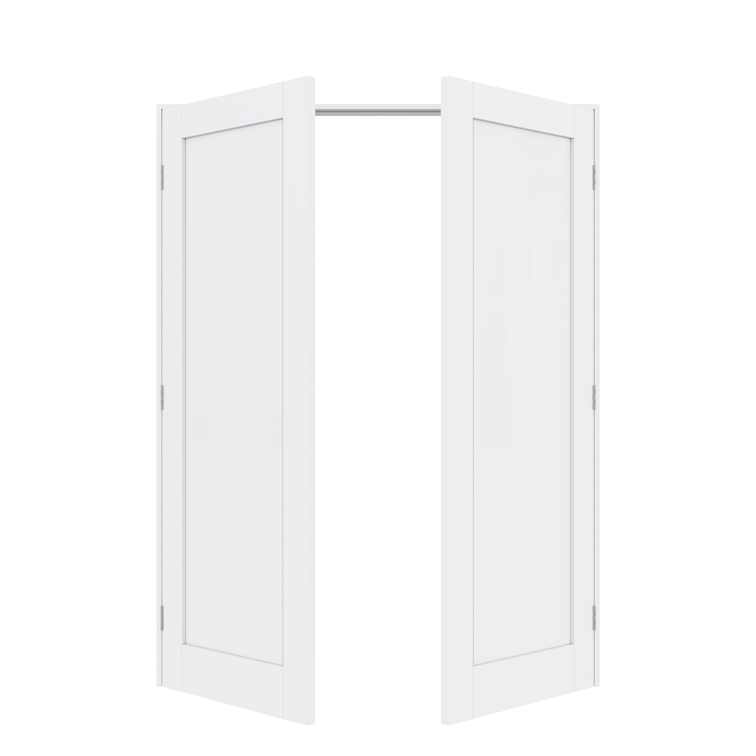 [Silver Hardware Prehung French Door Collection] 1-Lite Panel French Door with Sliver Hardware Kit & Ready-to-Assemble Jamb, Solid Core MDF Wood, White