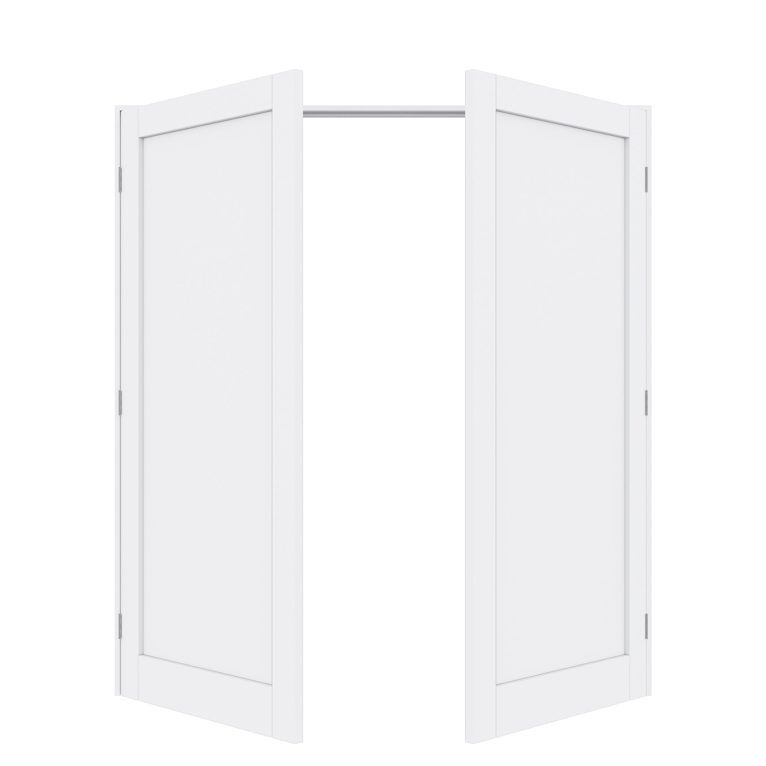 [Silver Hardware Prehung French Door Collection] 1-Lite Panel French Door with Sliver Hardware Kit & Ready-to-Assemble Jamb, Solid Core MDF Wood, White