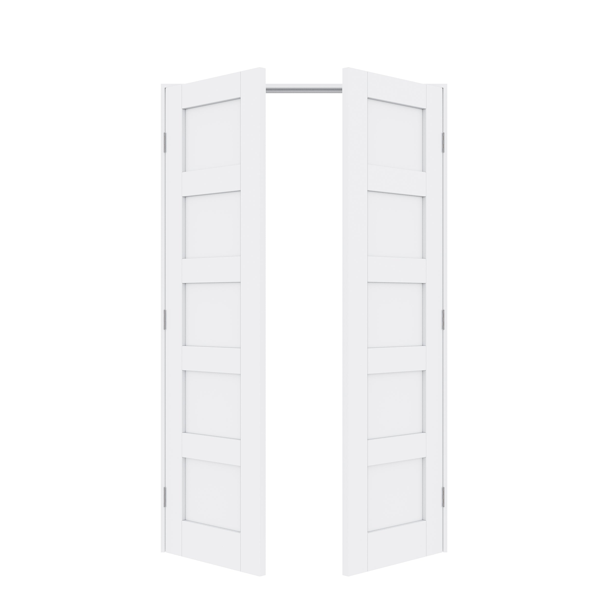 [Silver Hardware Prehung French Door Collection] 5-Lite Panel French Door with Sliver Hardware Kit & Ready-to-Assemble Jamb, Solid Core MDF Wood, White