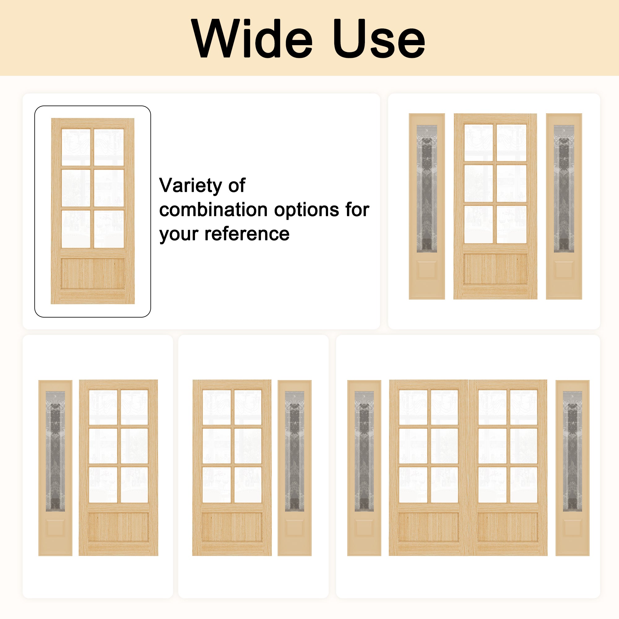 Ark Design Universal/Reversible 6-Lite Clear Glass and 1-Panel Unfinished Pine Wood Front Door Slab