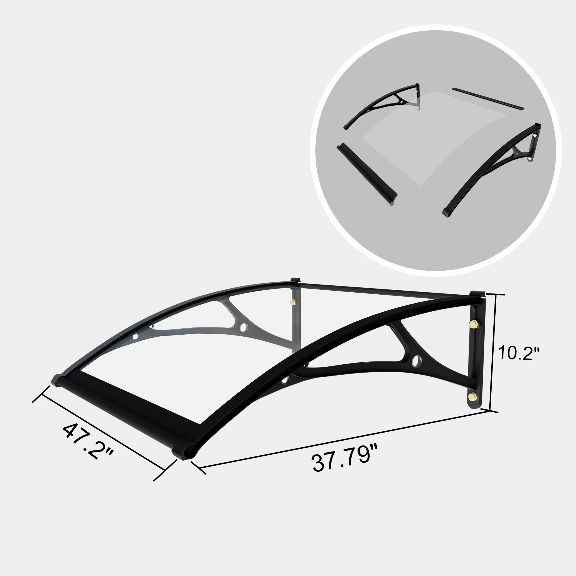 3.3 ft. Clear Acrylic Door and Window Aluminum Fixed Awning (10.2 in. H x 3 9.4 in. D)