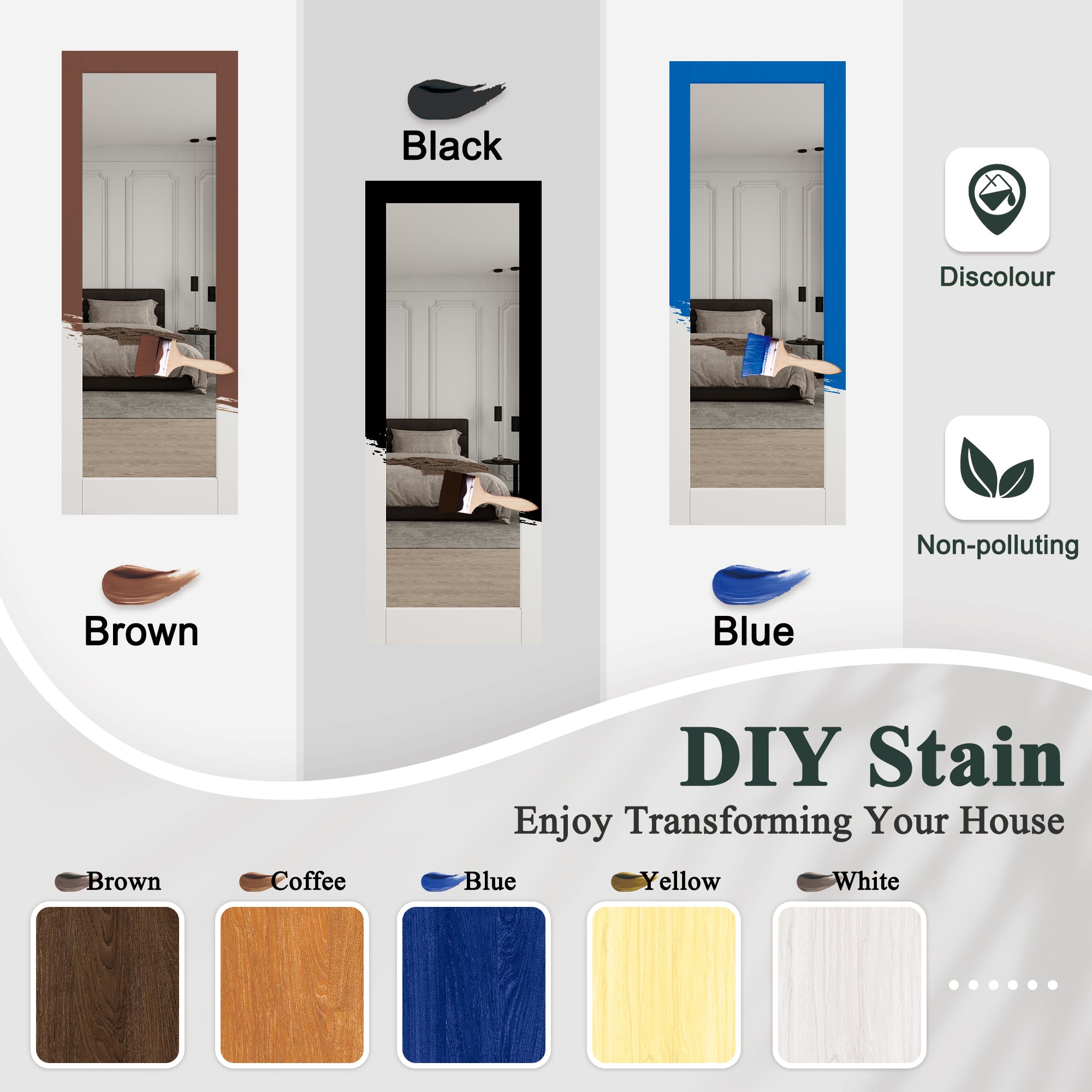 Ark Design 1-Lite Mirrored Glass White Primed Top Mounted  Double Sliding Barn Doors with Hardware Kit