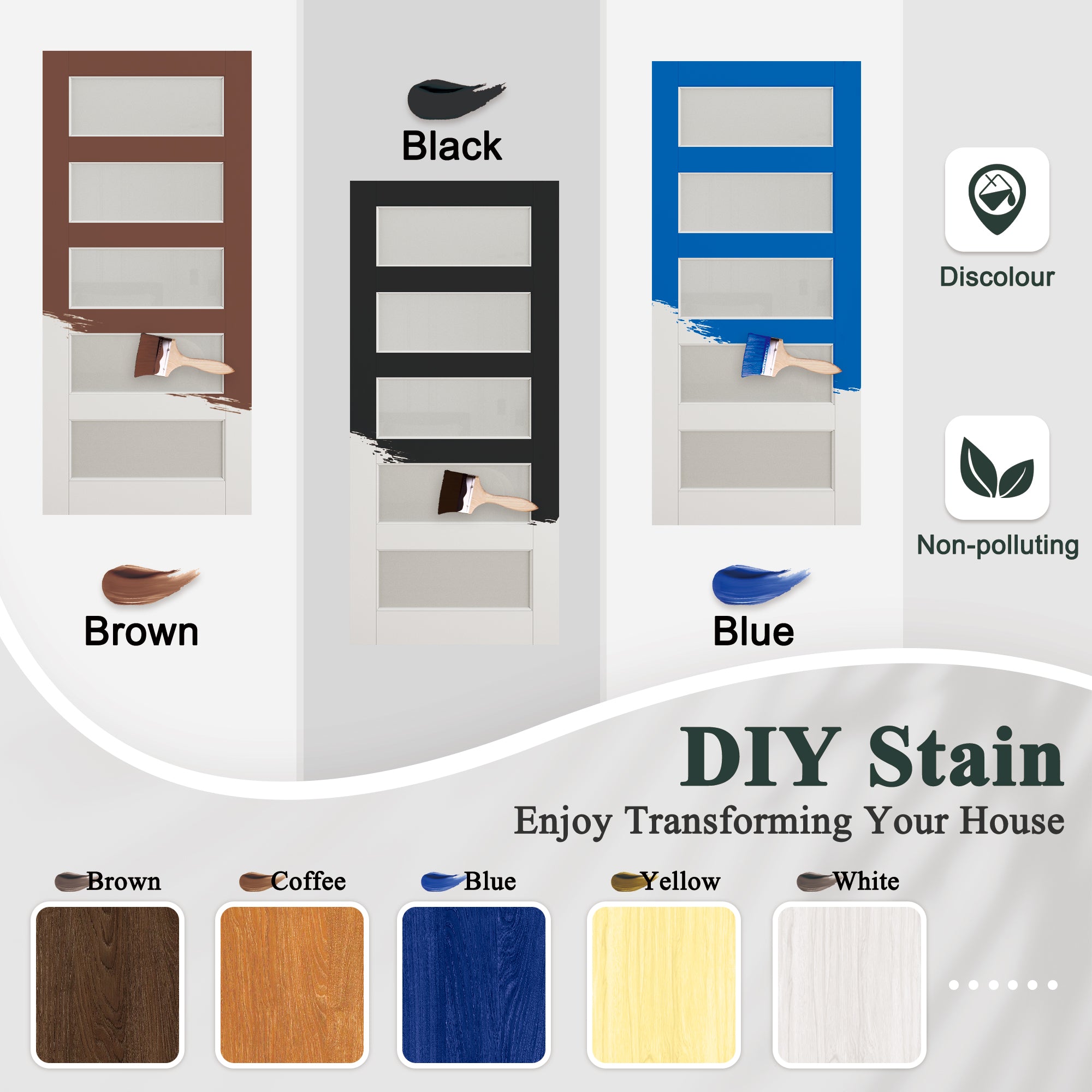 Ark Design 5-Lite Tempered Frosted Glass White Primed MDF Top Mounted Composite Double Sliding Barn Doors with Hardware Kit