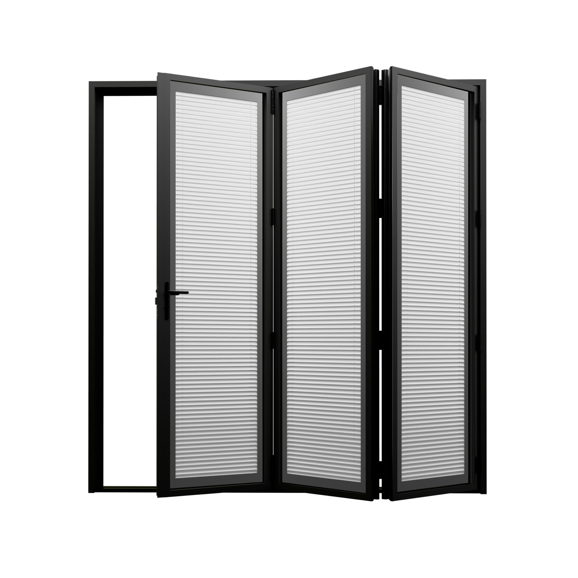 Ark Design Black-3 Panel Center Opening Outswing Double Louver Aluminum Folding Patio Door