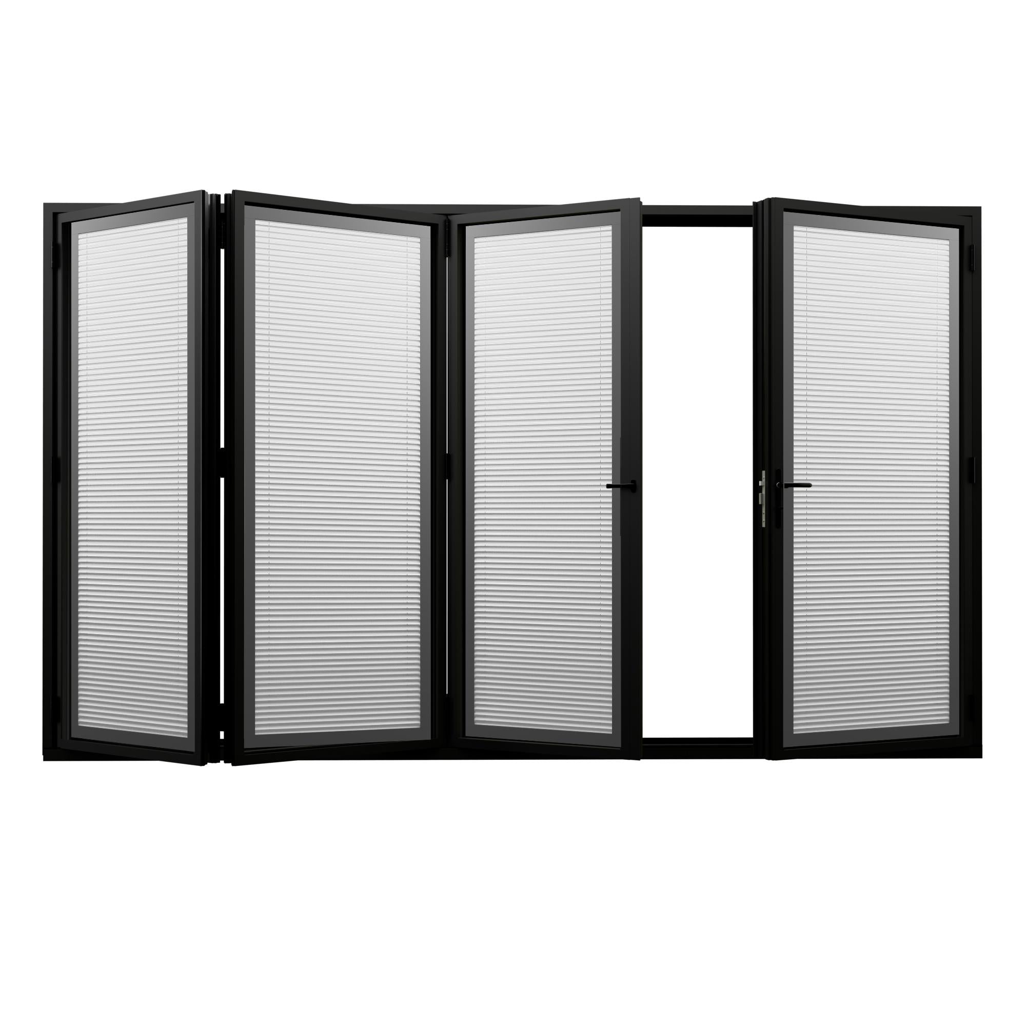 Ark Design Black 4 Panel Center Opening Outswing Double Louver Aluminum Folding Patio Door