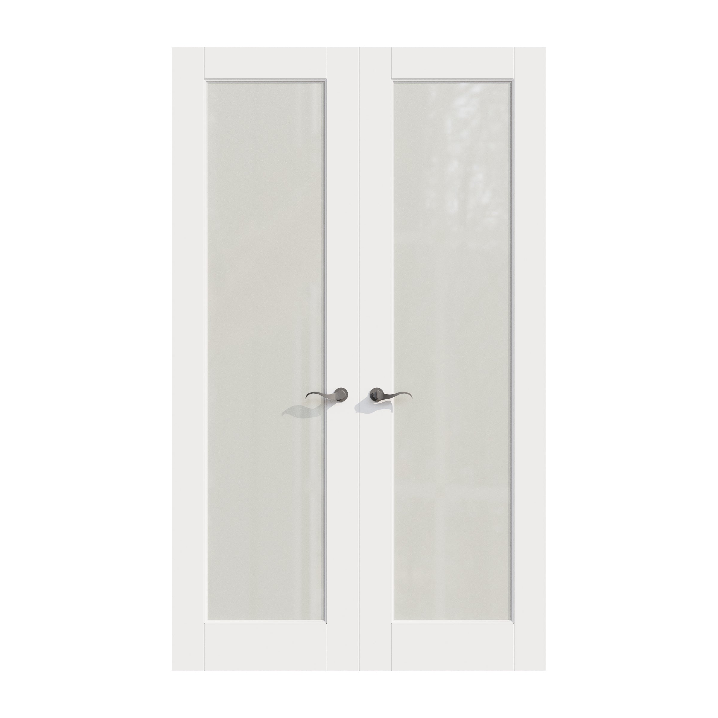 Ark Design 1-Lite Frosted Glass White Solid Core Double Prehung French Door with Ready-to-Assemble Jamb