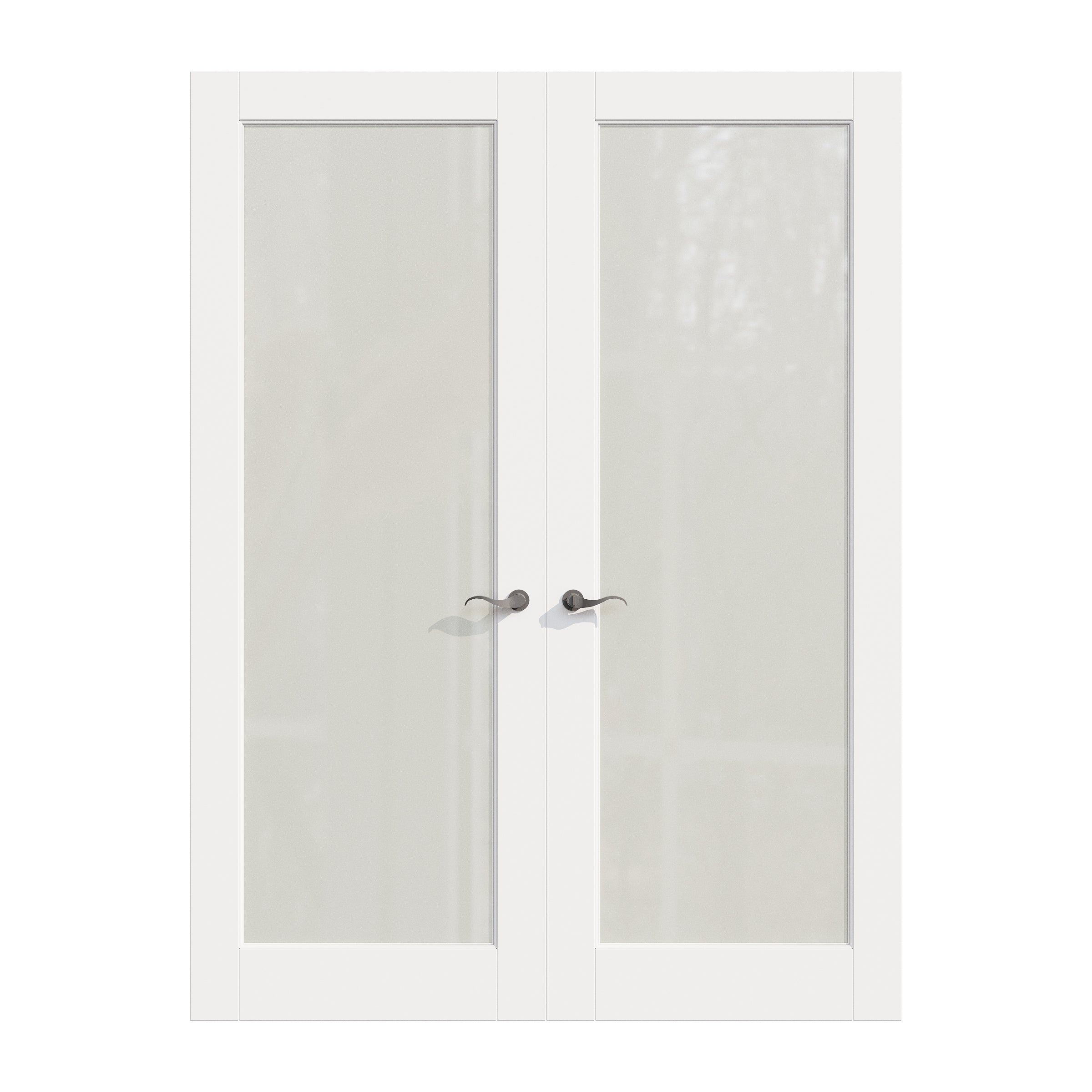 Ark Design 1-Lite Frosted Glass White Solid Core Double Prehung French Door with Ready-to-Assemble Jamb