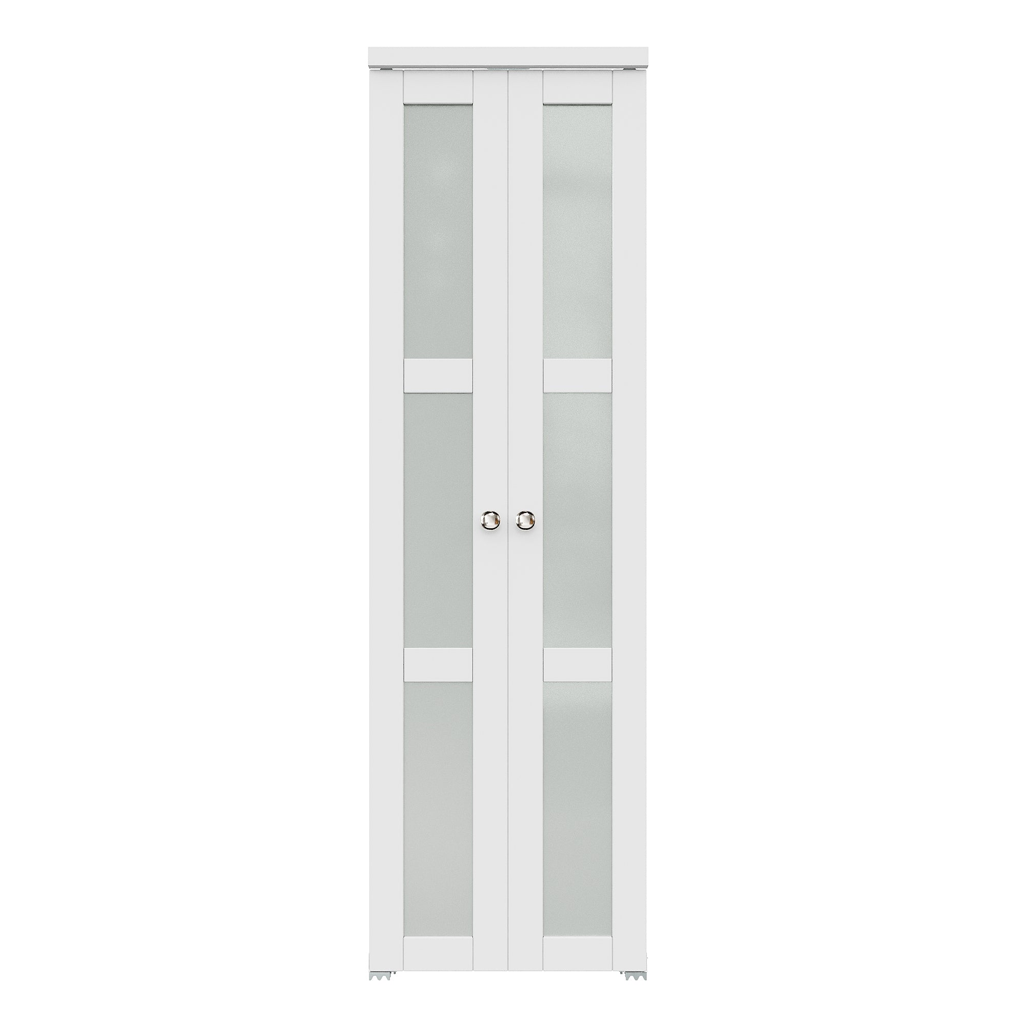 [Two Hardware Kits & Paintable] Ark Design 3-Lite Tempered Frosted Glass Closet  Pivot Door with Hardware Kit & Knob, Solid Core MDF Wood & Prefinished & Paintable Surface, White