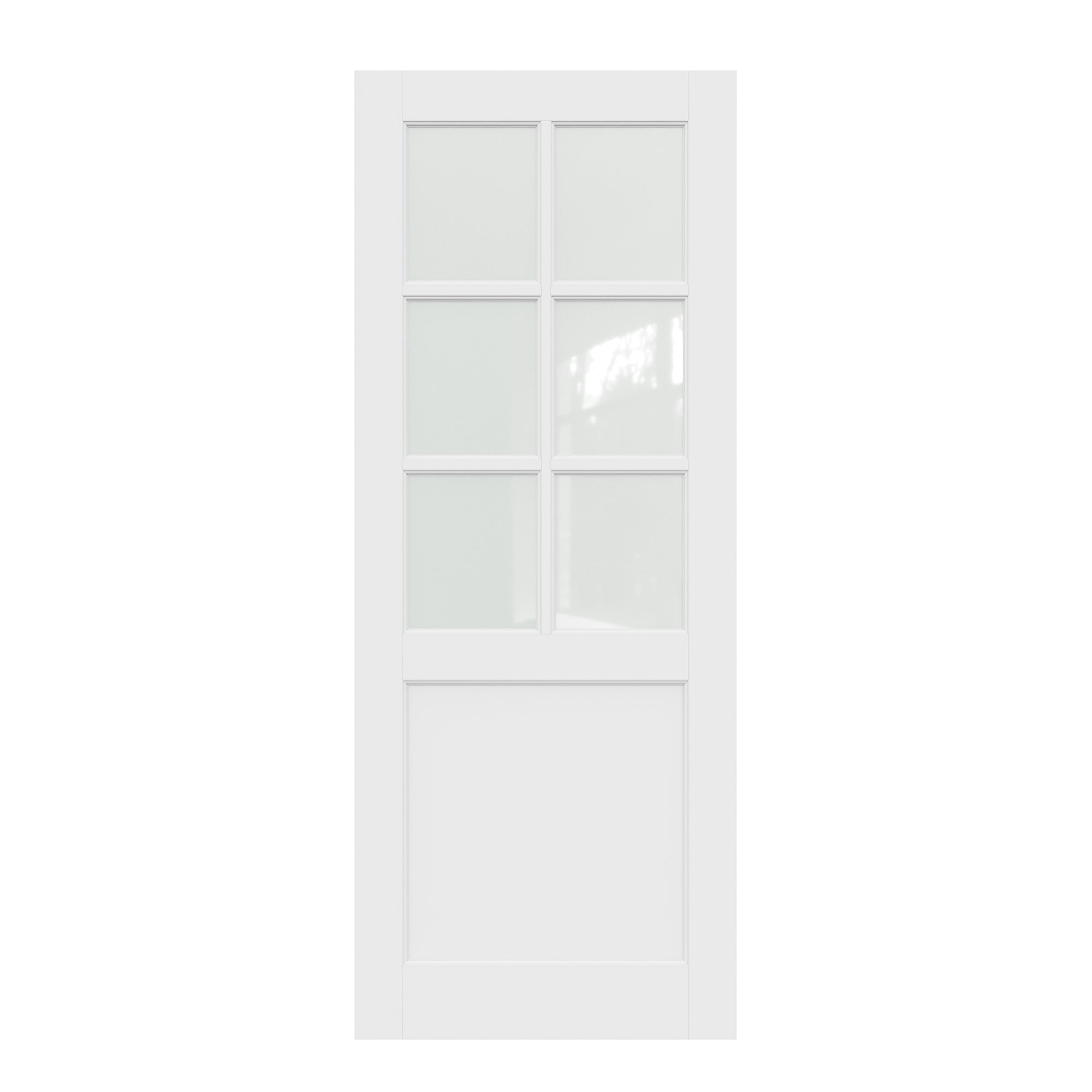 Ark Design 6-Lite Frosted Glass Door Slab Prefinished & Paintable Surface, with/without Prehung Kit, White