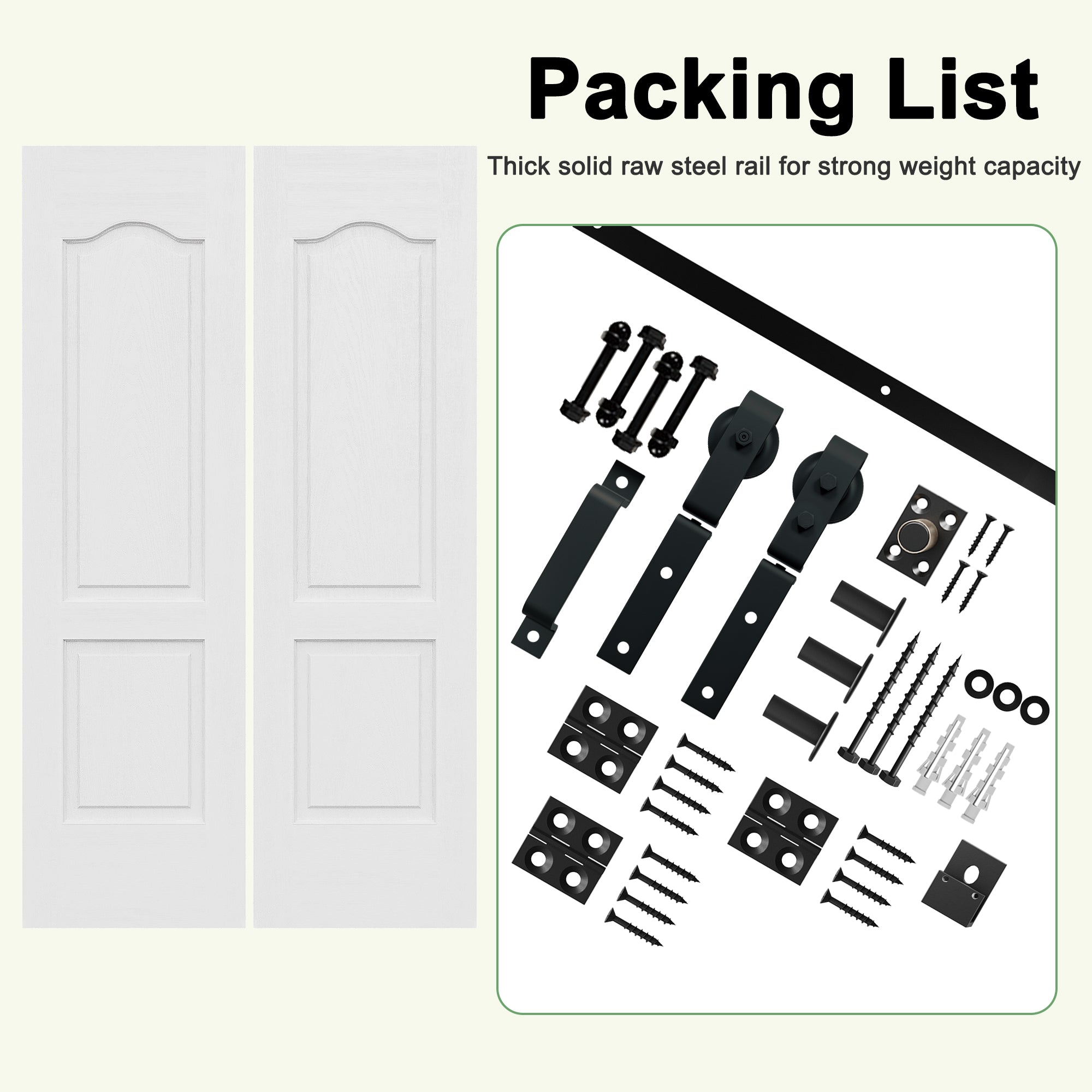 Ark Design Hollow Paneled 2-Lite Arch White Primed MDF Composite Bi-fold Sliding Barn Door with Hardware Kit and Handle