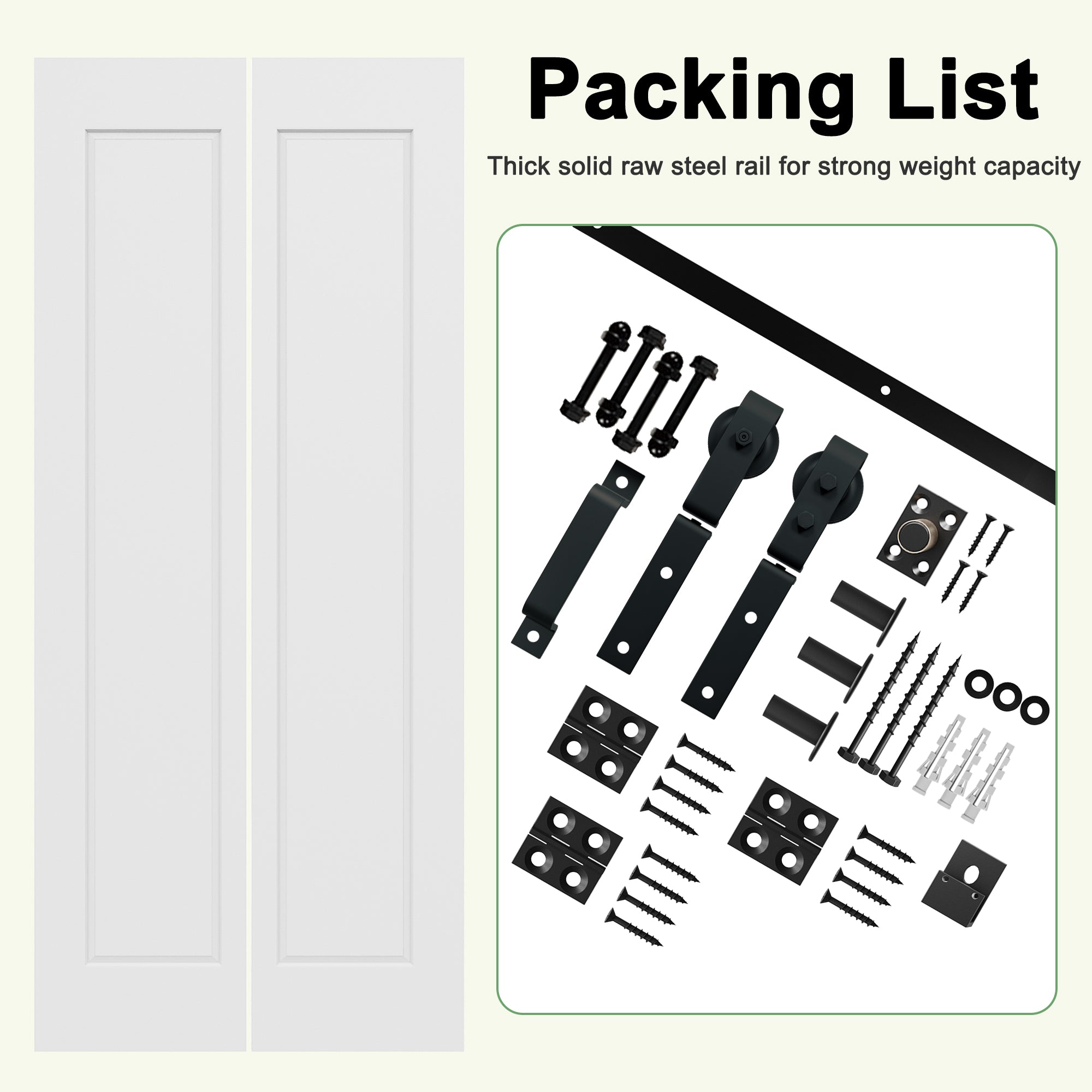 Ark Design Hollow Paneled 1-Lite White Primed MDF Composite Bi-fold Sliding Barn Door with Hardware Kit and Handle