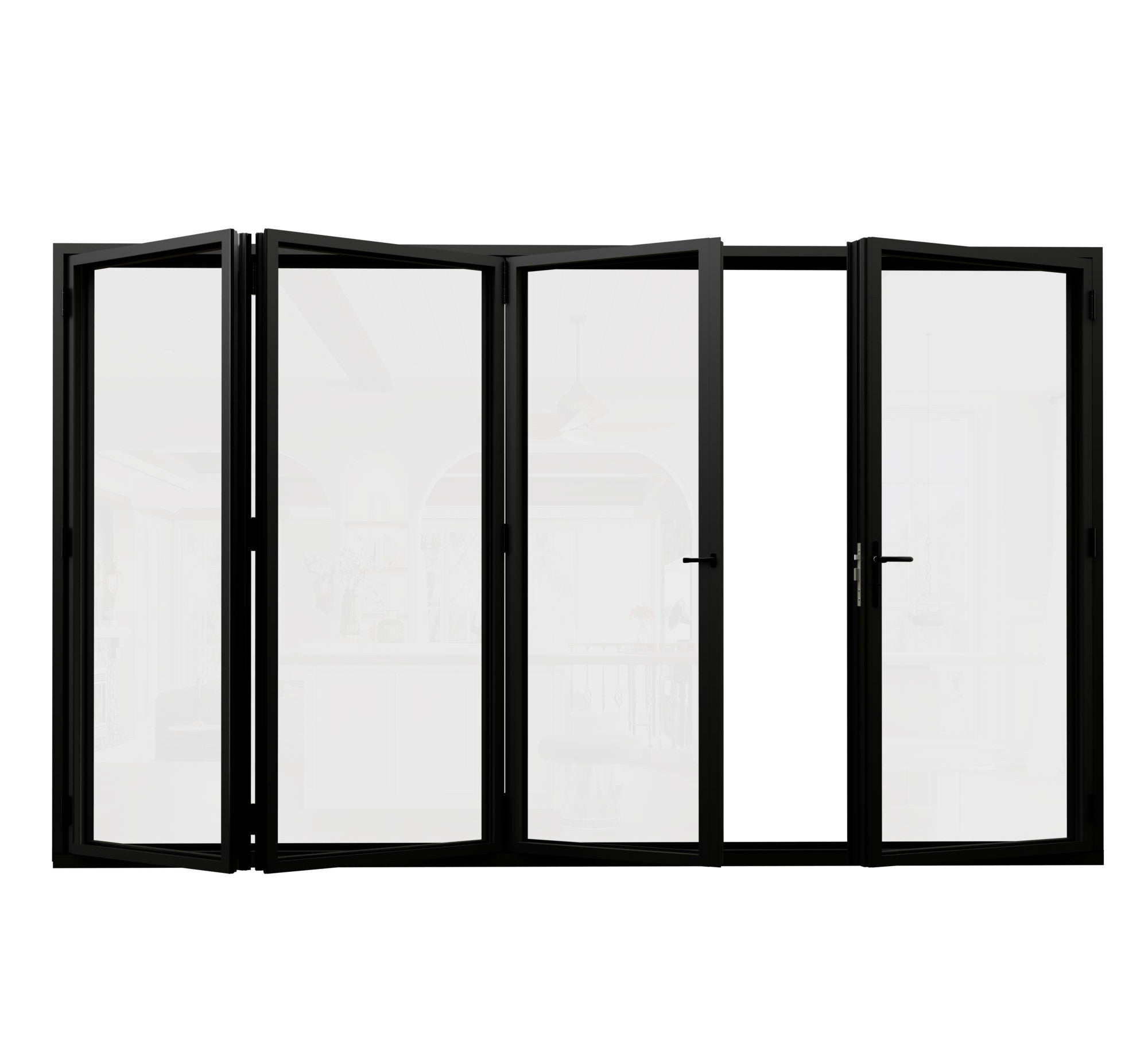 Ark Design Black 4 Panel Center Opening Outswing Double Tempered Glass Aluminum Folding Patio Door