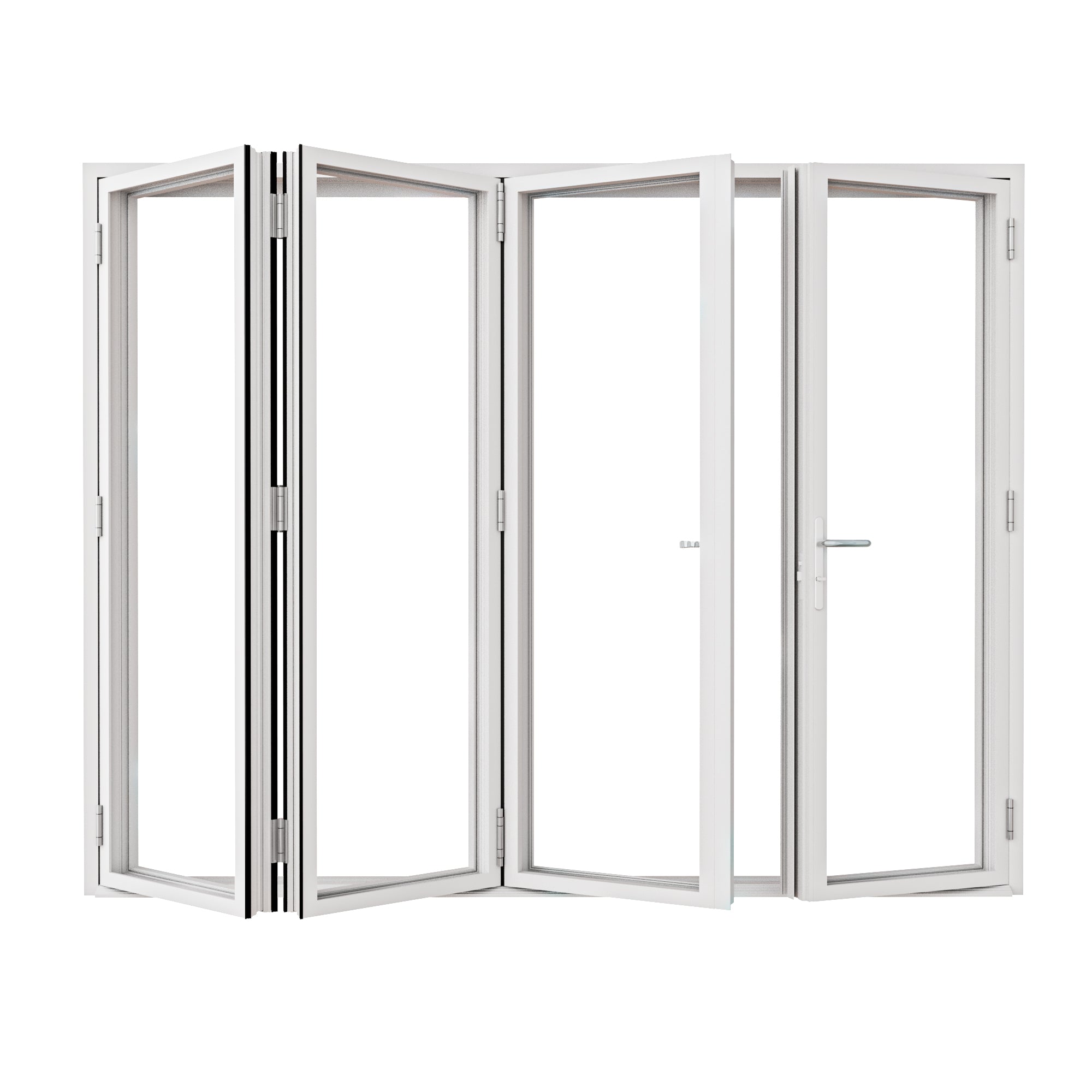 Ark Design 4 Panel Center Opening Outswing Double Tempered Glass White Aluminum Folding Patio Door
