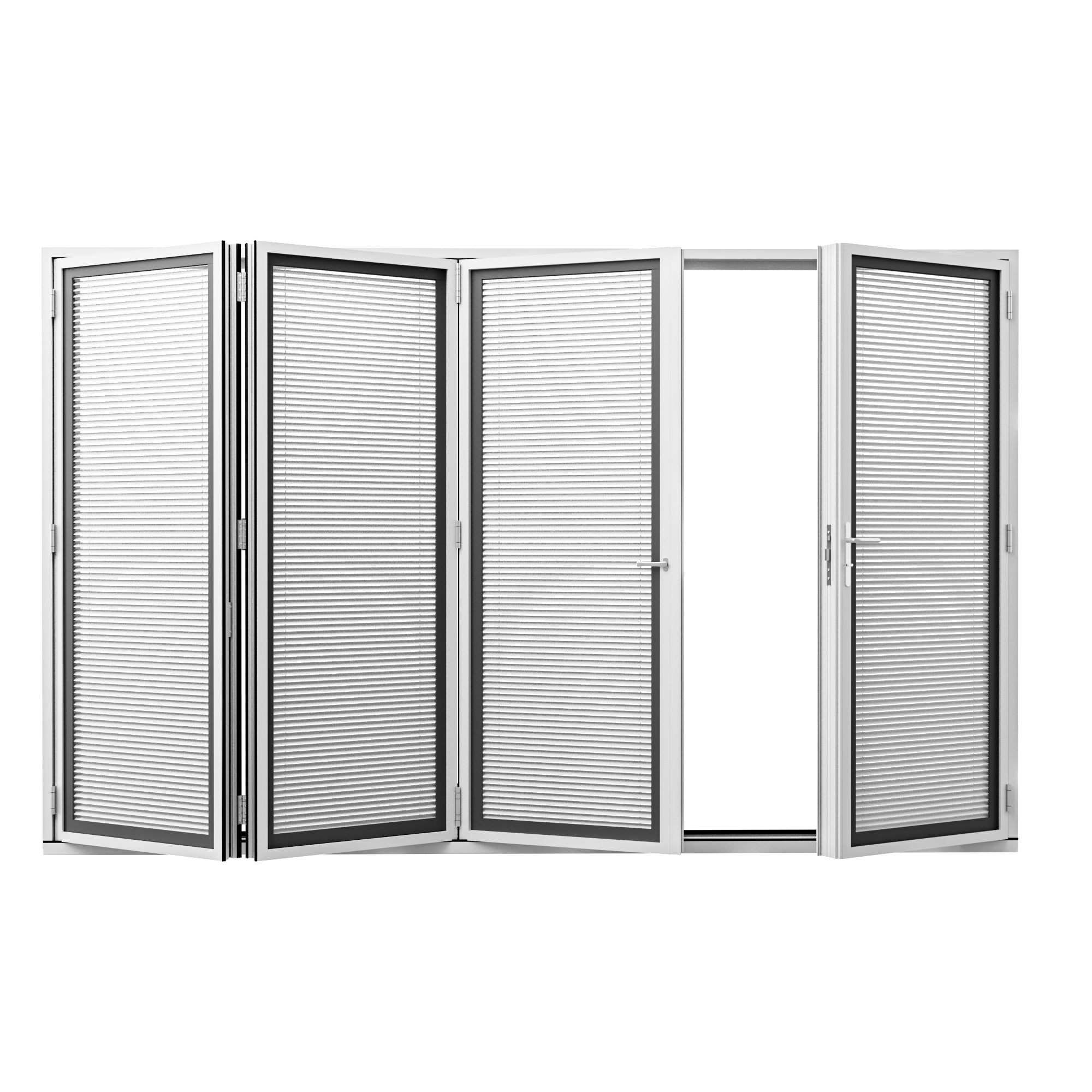 Ark Design 4 Panel Center Opening Outswing Double Louver White Aluminum Folding Patio Door