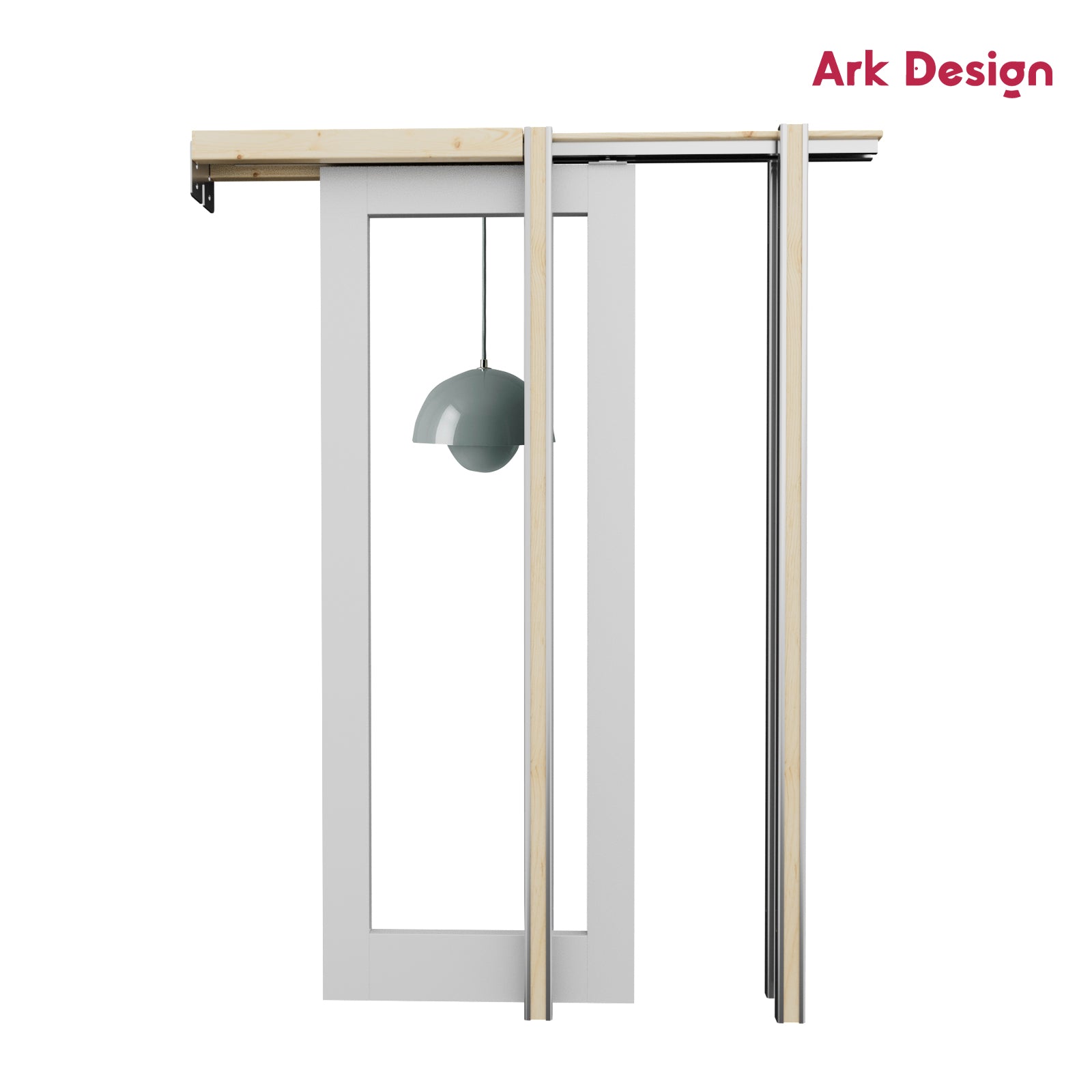 Ark Design 1-Lite Mirror Pocket Door with Hardware Kit & Frame, Solid Core MDF Wood & Paint-grade Finished, White