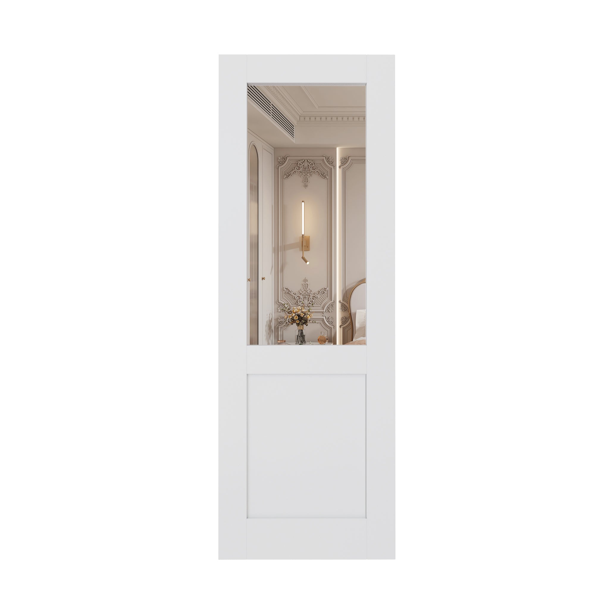 Ark Design Half-Lite Mirror Door Slab with/without Prehung Kit, White