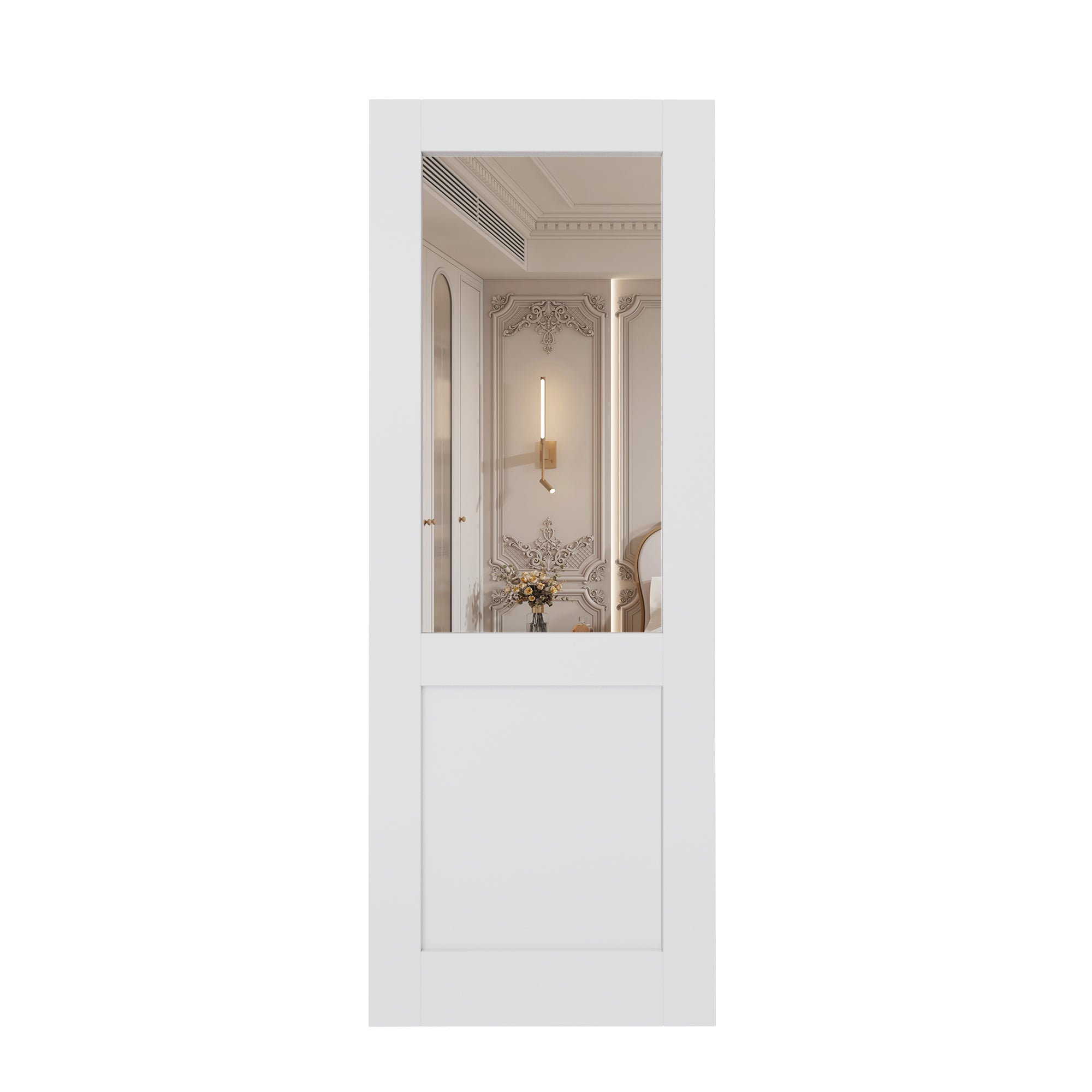 Ark Design Half-Lite Mirror Door Slab with/without Prehung Kit, White