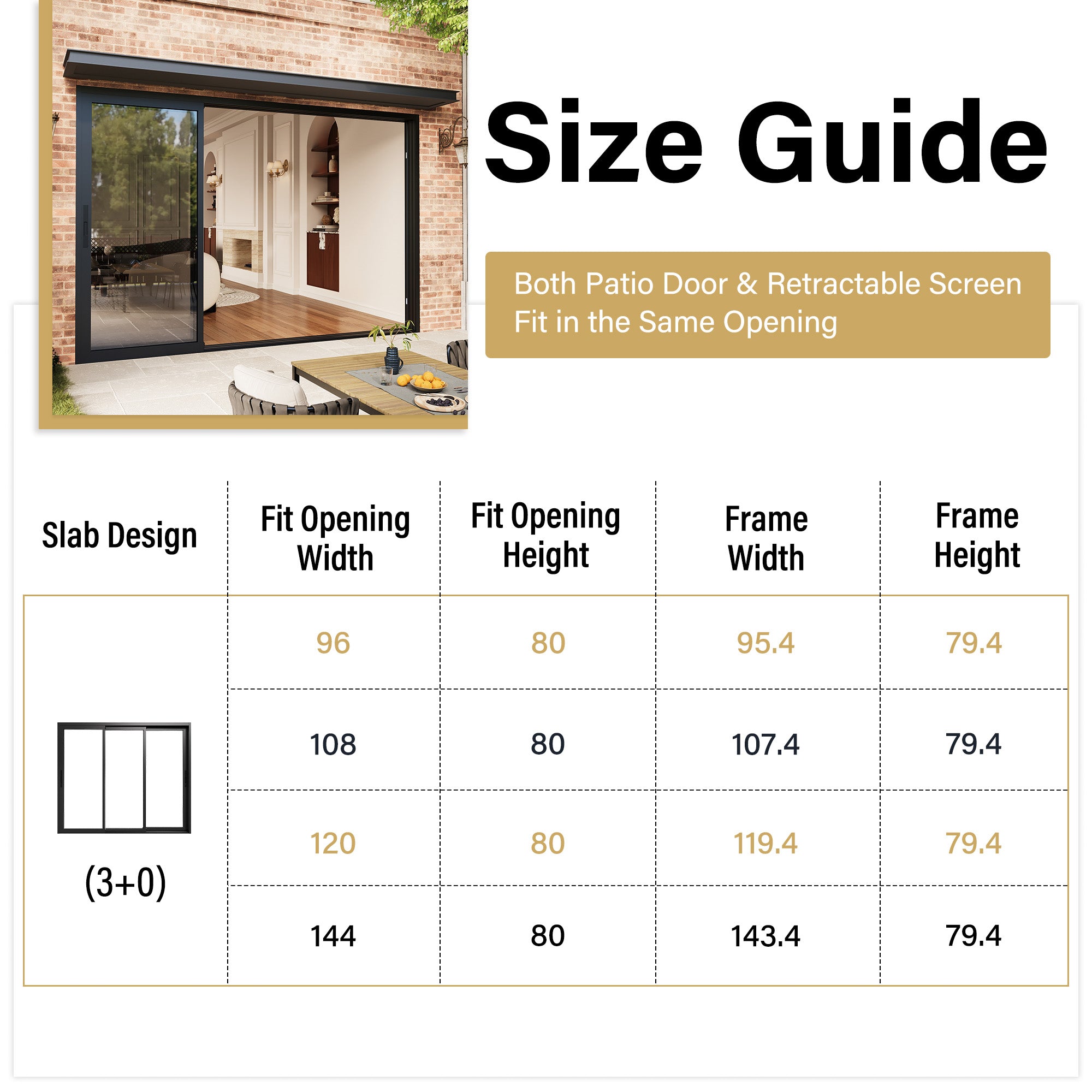 3 Panel Matte Black Aluminum Multi-Sliding Patio Door with Double Glazed Low-E Glass