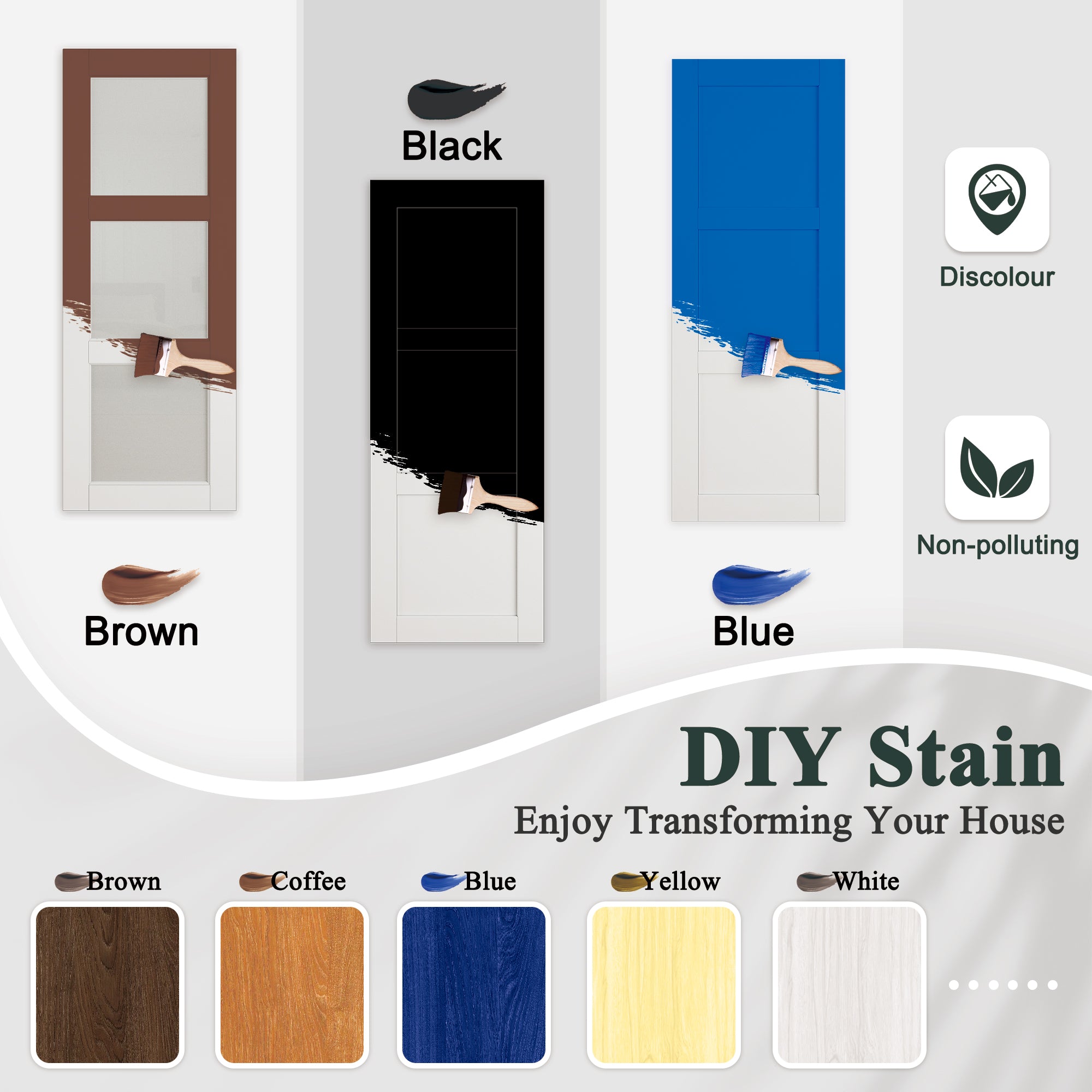 [Paintable] 5-Lite Tempered Clear Glass Bifold Sliding Barn Door, Prefinished & Paintable Surface with Hardware Kit
