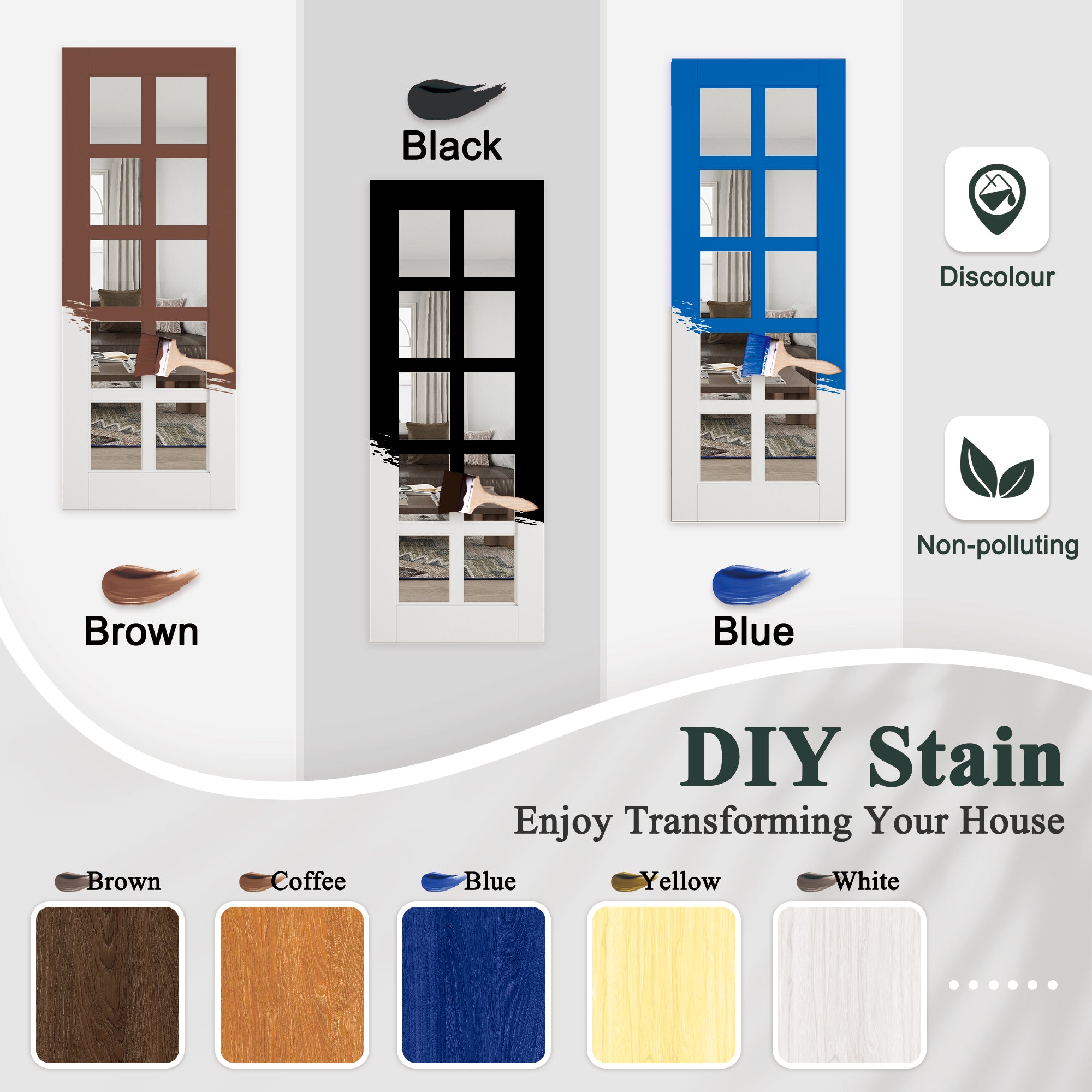[Paintable] 10-Lite Tempered Clear Glass Bifold Sliding Barn Door, Prefinished & Paintable Surface with Hardware Kit