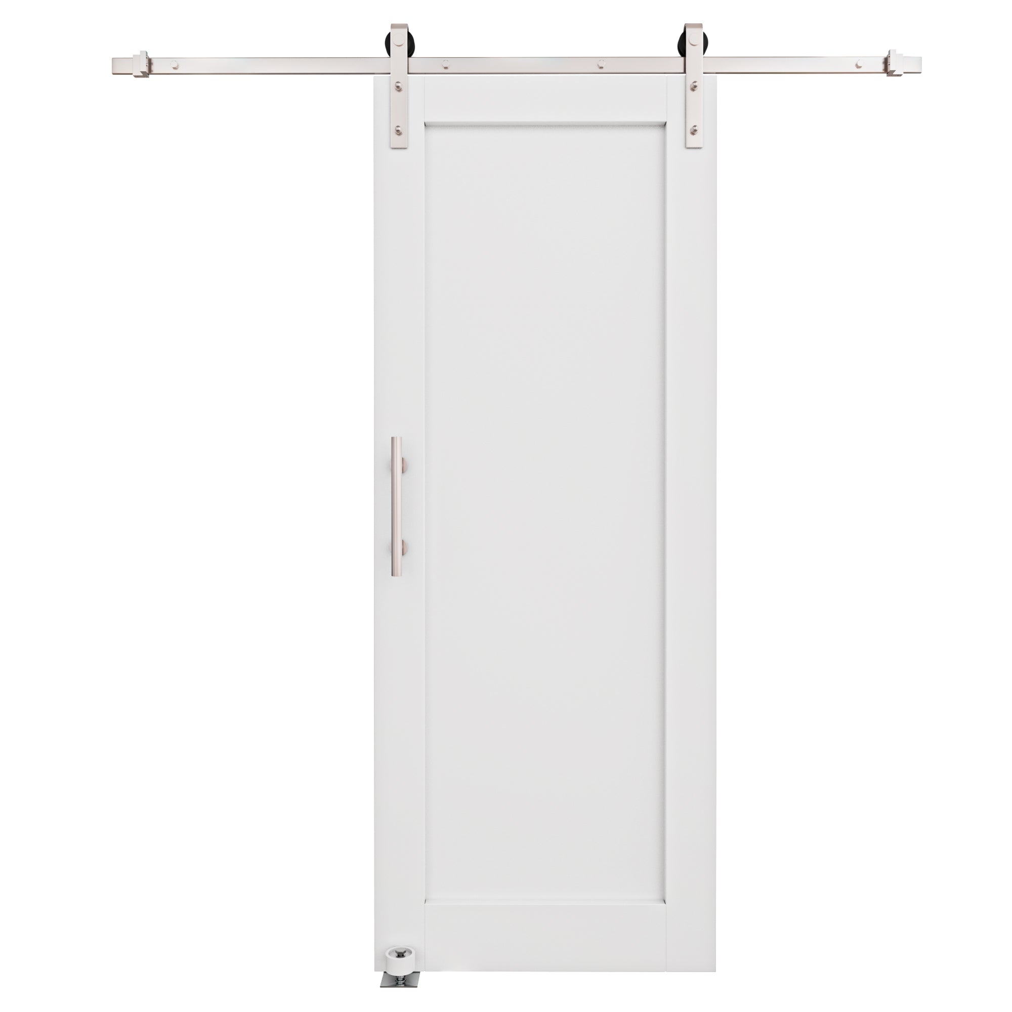 Ark Design Sliding Barn Door, 1-Lite Panel, Solid Core MDF Wood & Prefinished, with Brushed Nickle Hardware Kit & Handle & Floor Guide