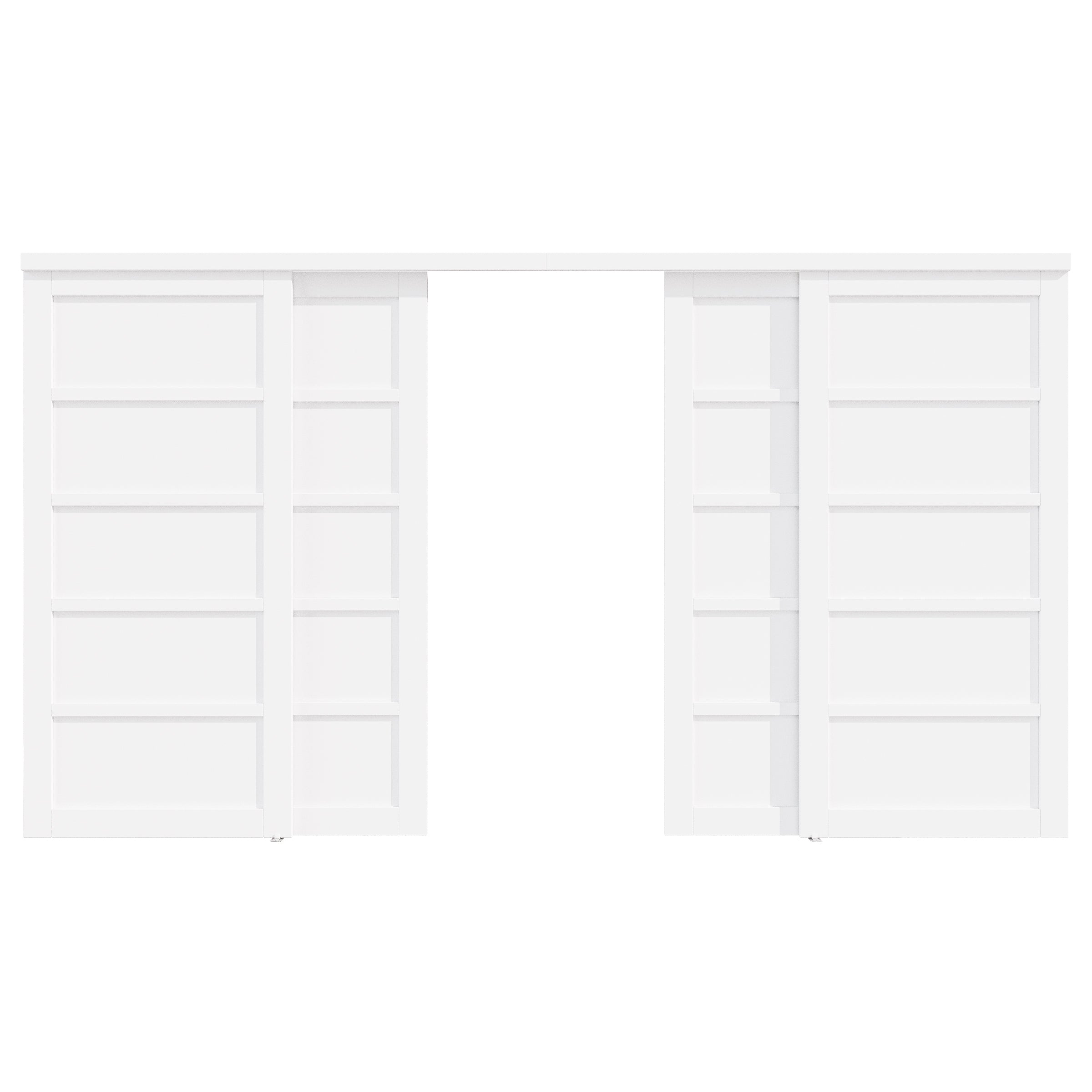 [Paintable] Ark Design Panel 5 lite Bypass Sliding Closet Door with Hardware Kit, Solid Core MDF Wood &Assembly& Primed, White