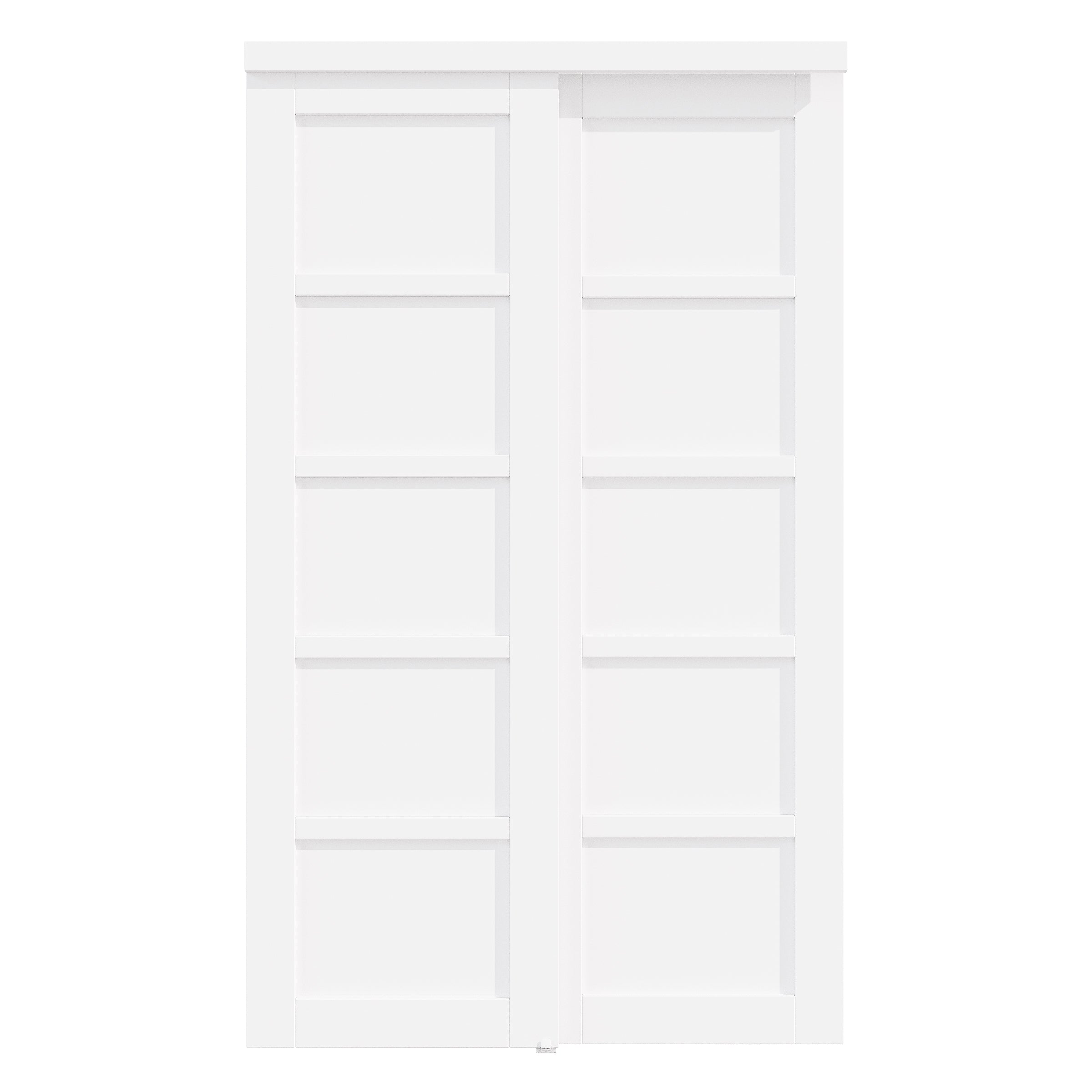 [Paintable] Ark Design Panel 5 lite Bypass Sliding Closet Door with Hardware Kit, Solid Core MDF Wood &Assembly& Primed, White