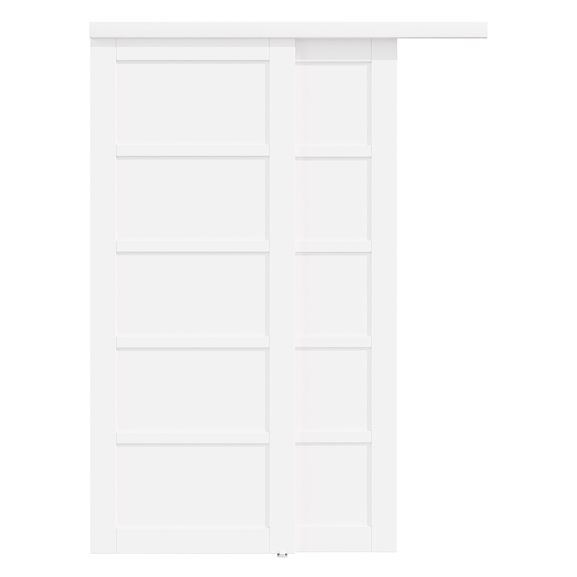 [Paintable] Ark Design Panel 5 lite Bypass Sliding Closet Door with Hardware Kit, Solid Core MDF Wood &Assembly& Primed, White