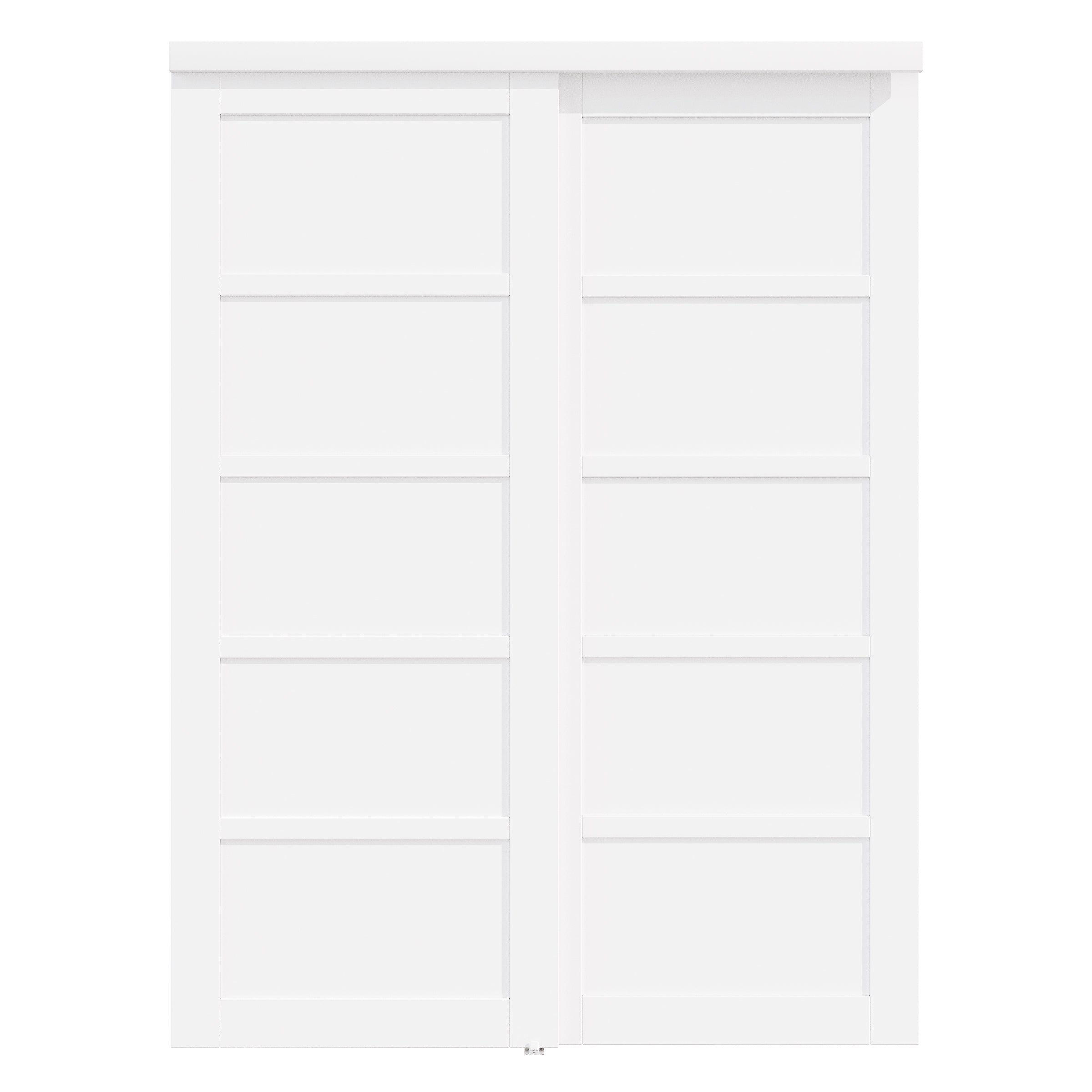 [Paintable] Ark Design Panel 5 lite Bypass Sliding Closet Door with Hardware Kit, Solid Core MDF Wood &Assembly& Primed, White